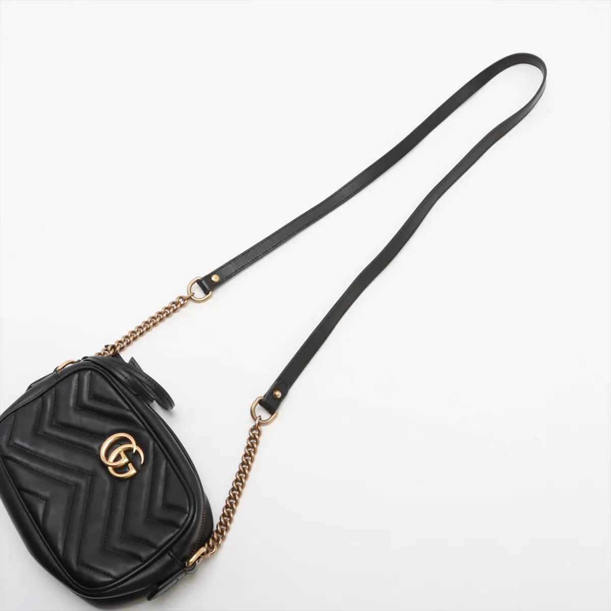 GG Marmont Leather Chain Shoulder Bag Black 448065 — view 5