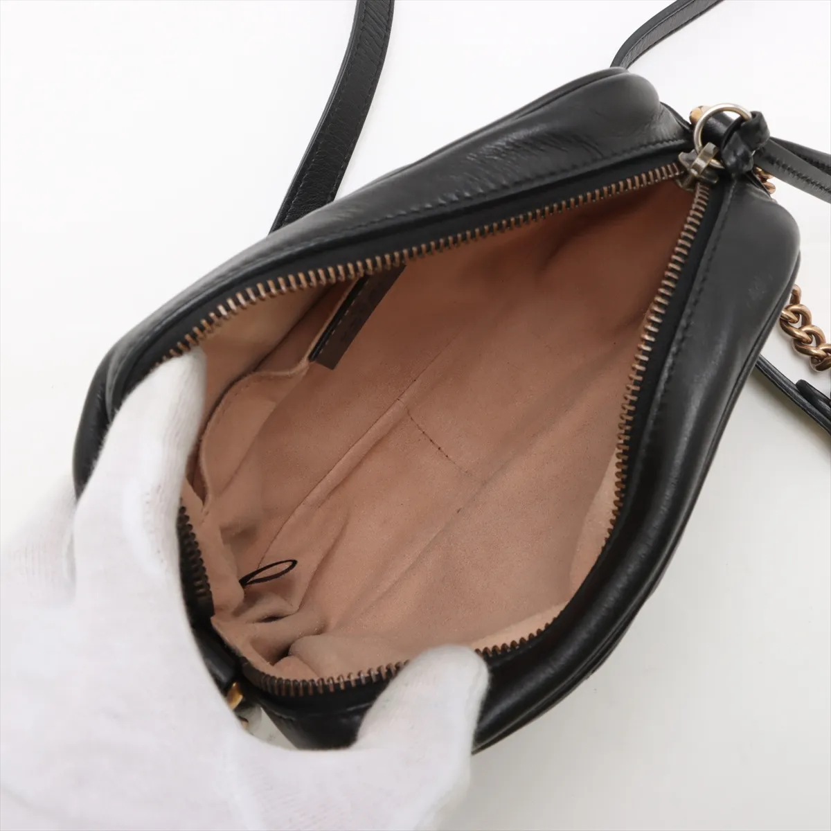 GG Marmont Leather Chain Shoulder Bag Black 448065 — view 6