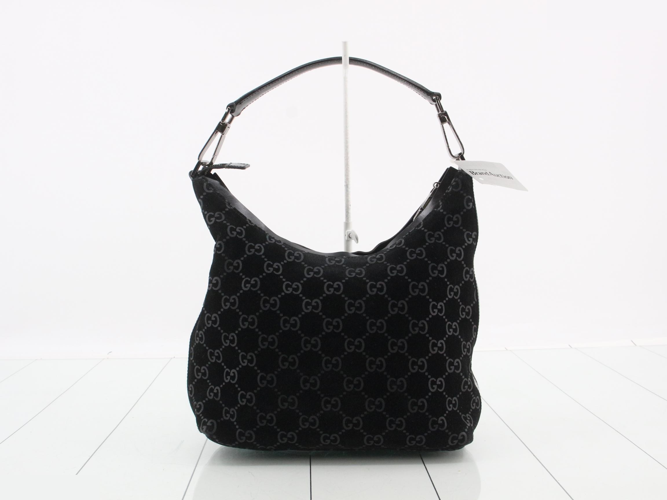 Handbag, GG pattern, suede, black — view 2