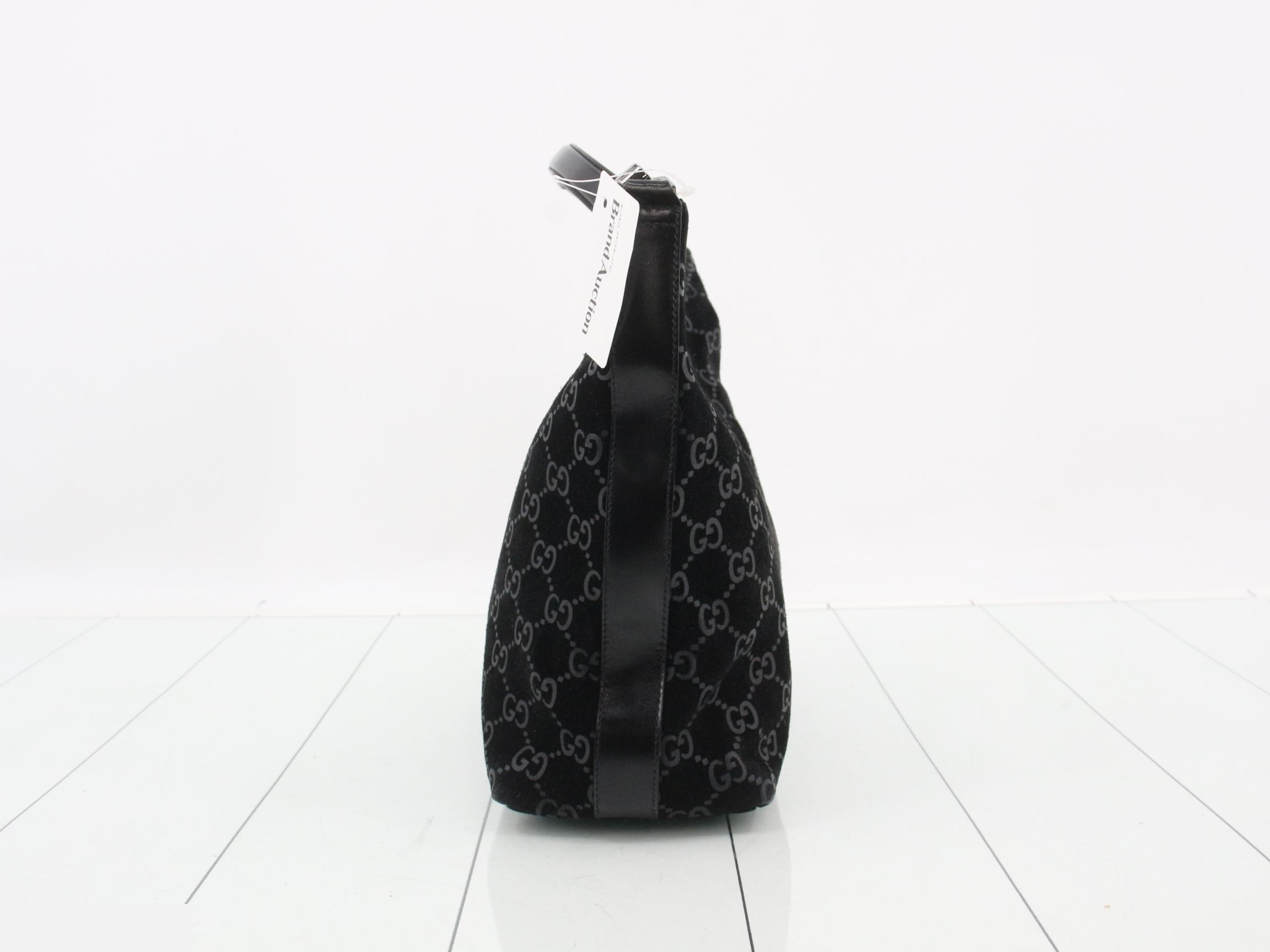 Handbag, GG pattern, suede, black — view 4