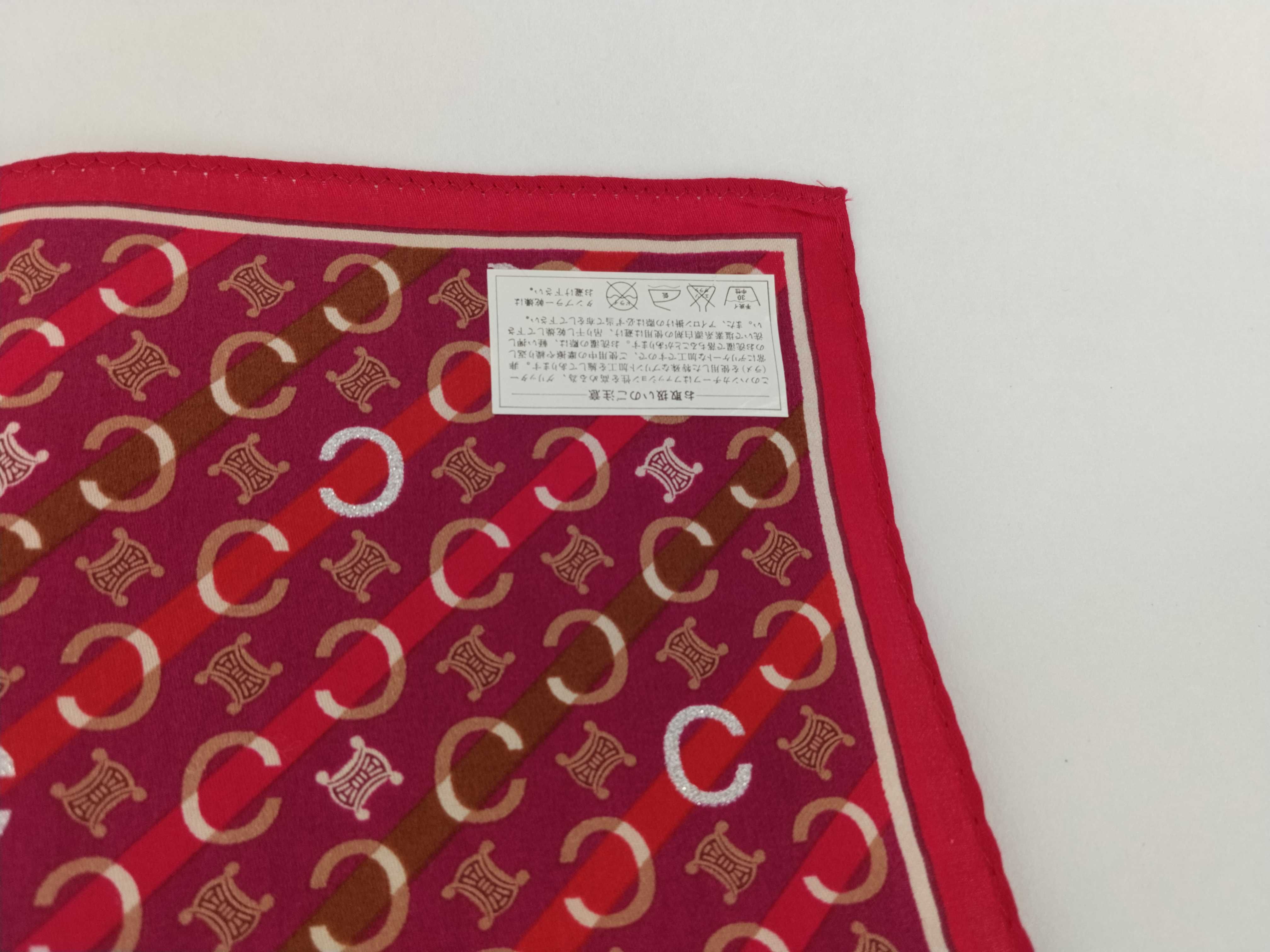 handkerchief scarf with sticker, logo, Macadam pattern, C monogram, silver glitter, red, other accessories. — view 4