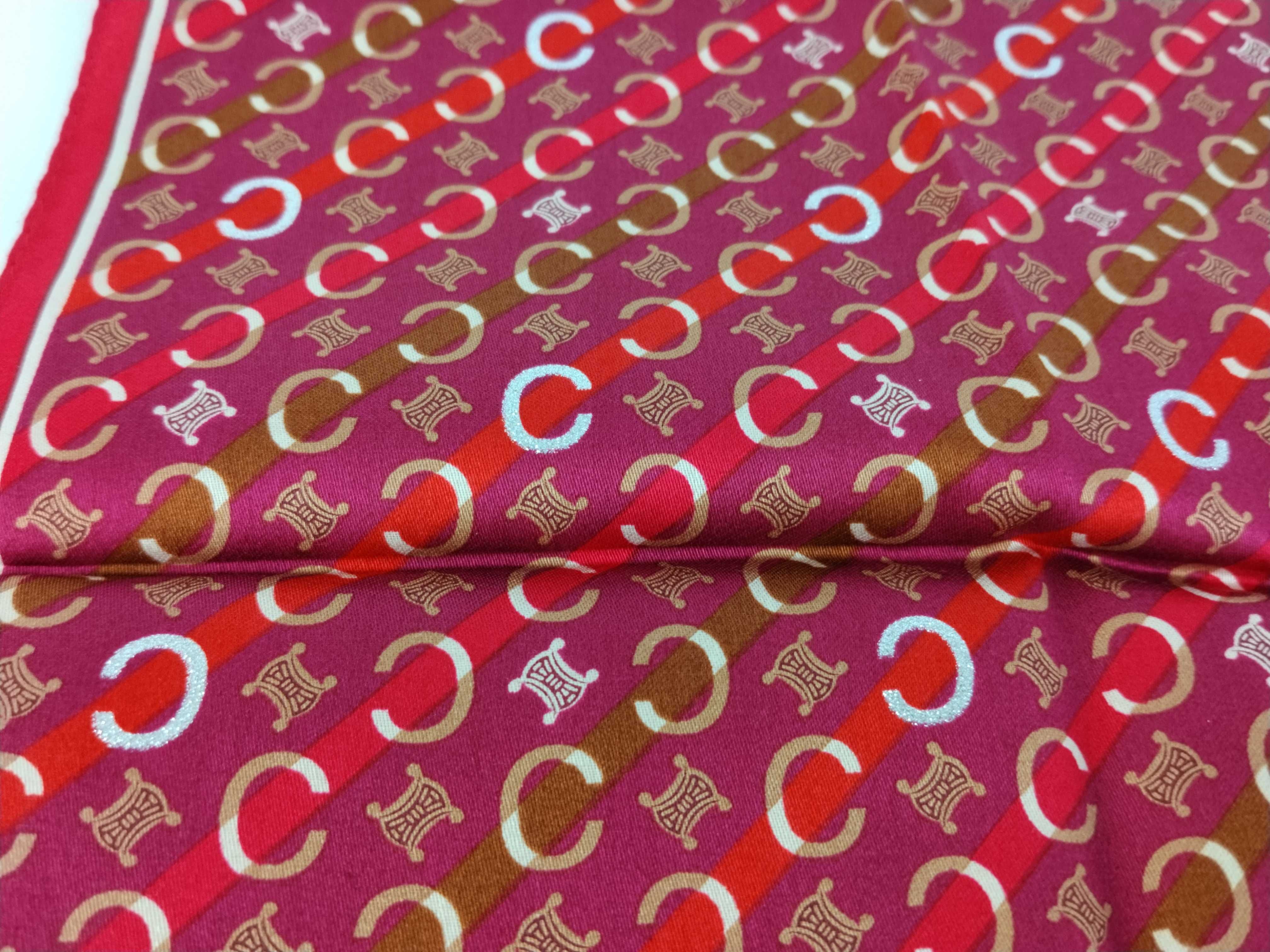 handkerchief scarf with sticker, logo, Macadam pattern, C monogram, silver glitter, red, other accessories. — view 7