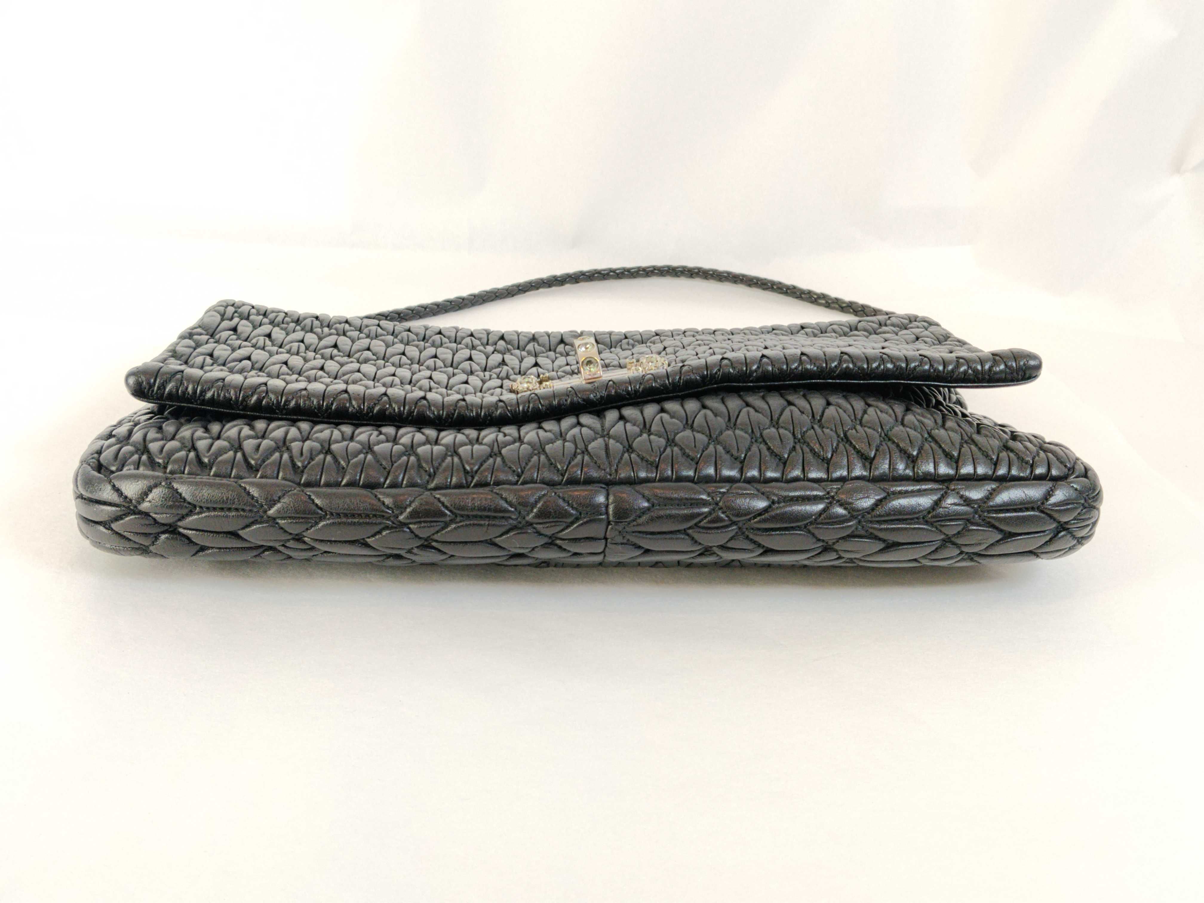 Crystal Black Wrinkled Sheepskin Shoulder Bag — view 7