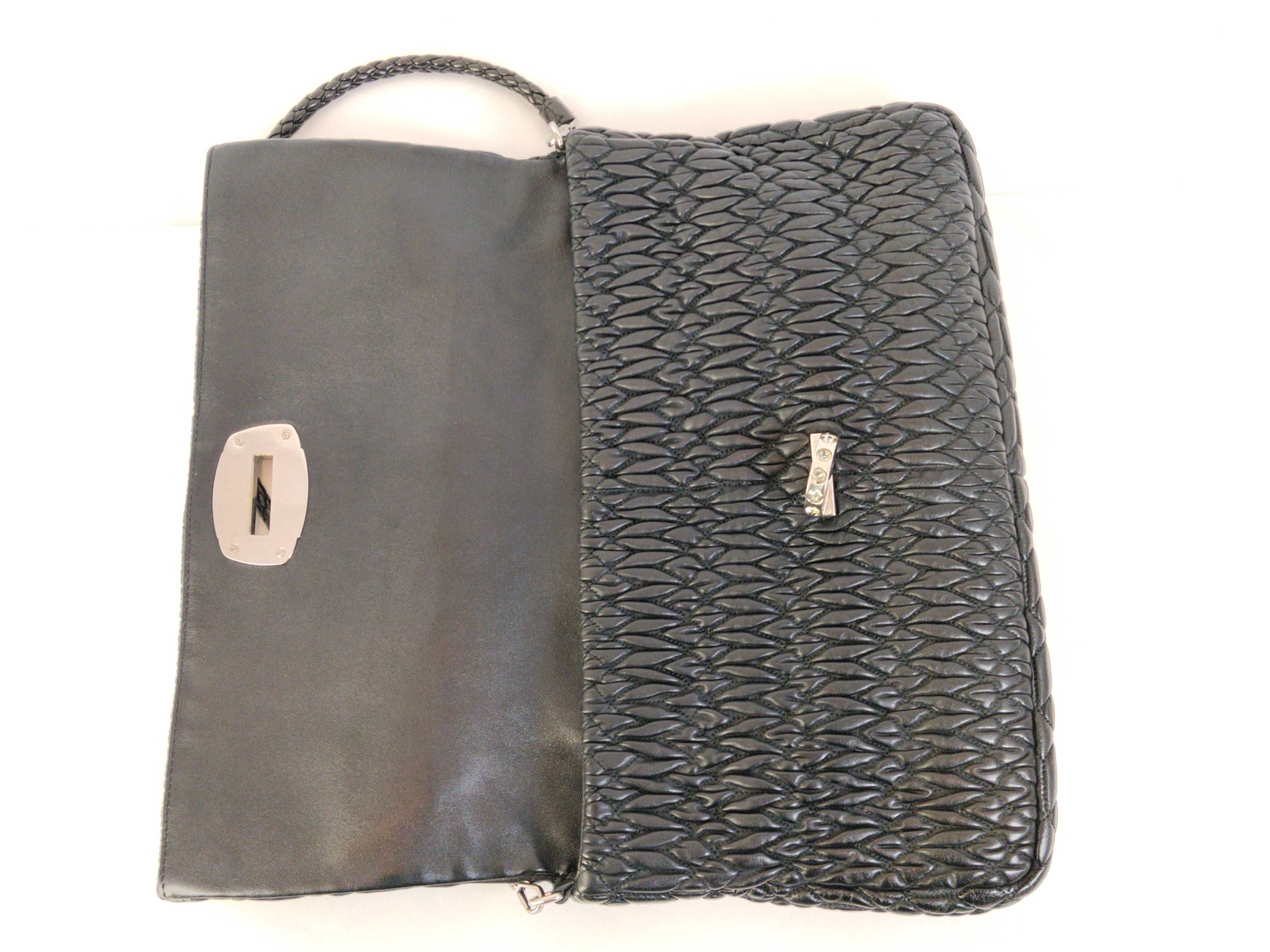 Crystal Black Wrinkled Sheepskin Shoulder Bag — view 8