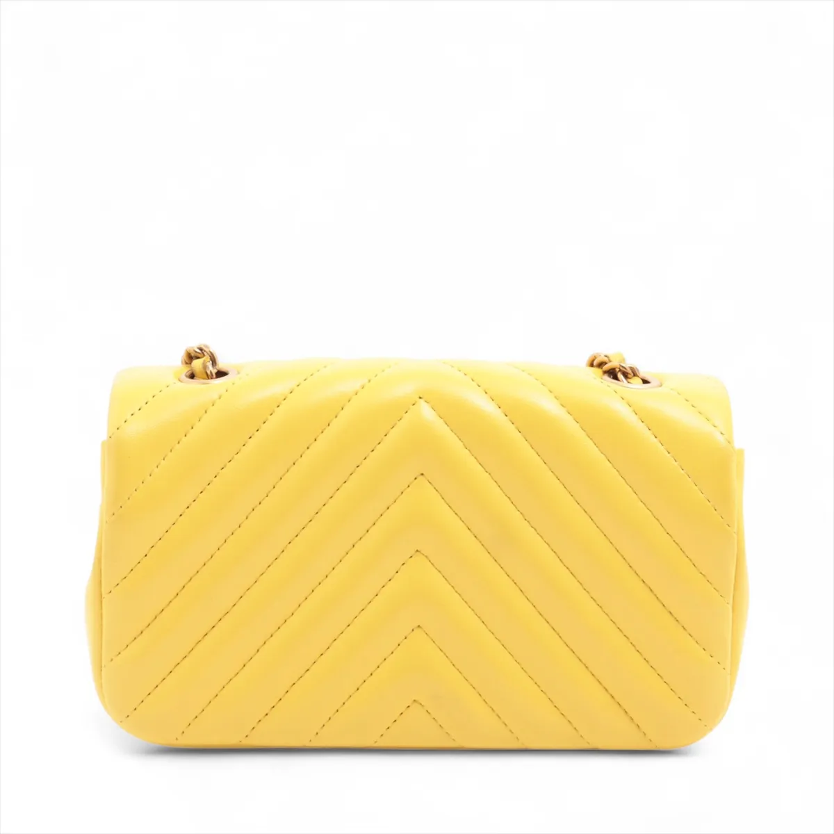chevron lambskin single flap single chain bag yellow gold hardware 20938285 20s — view 2