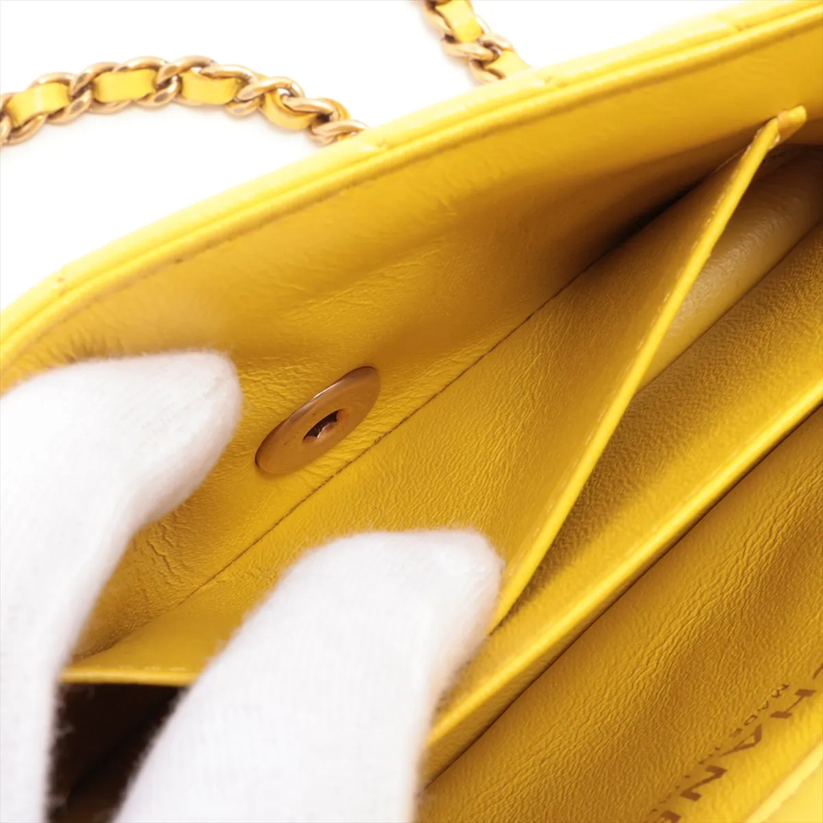 chevron lambskin single flap single chain bag yellow gold hardware 20938285 20s — view 8