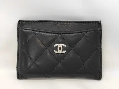 Calfskin Card Case, Matelassé Coco Leather, Silver Hardware, Card Case