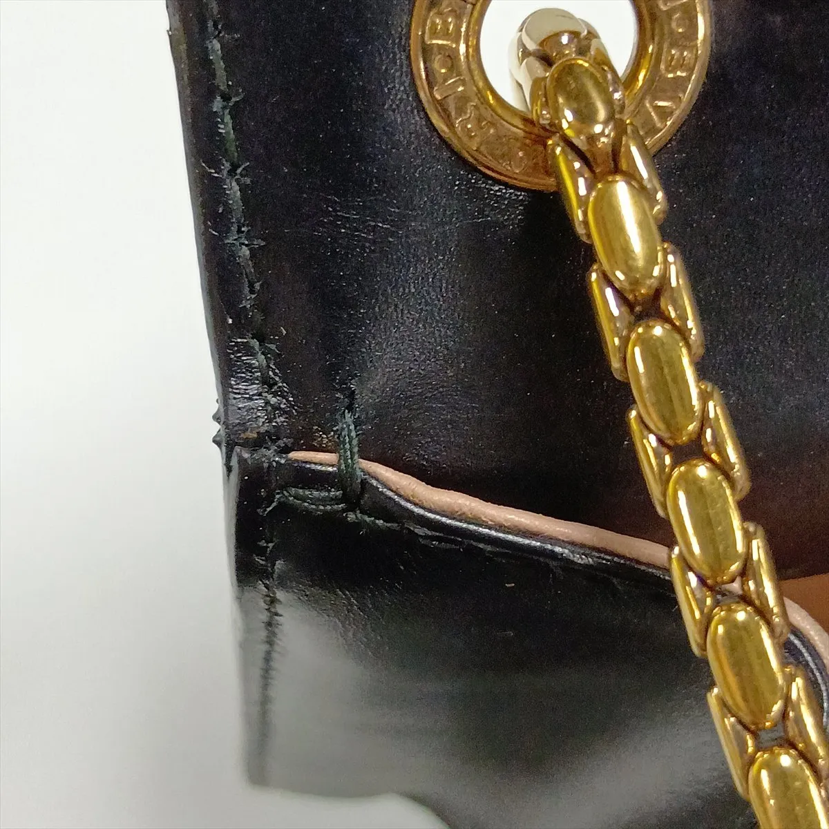 Serpenti Leather Chain Shoulder Bag, Black, with Mirror — view 12