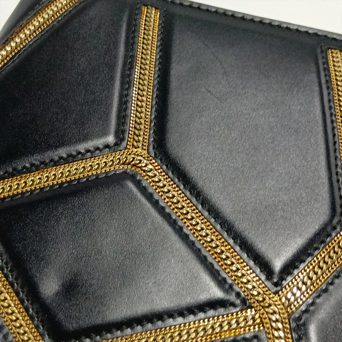 Serpenti Leather Chain Shoulder Bag, Black, with Mirror — view 15