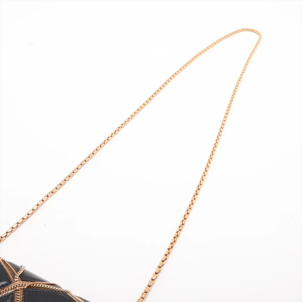 Serpenti Leather Chain Shoulder Bag, Black, with Mirror — view 5