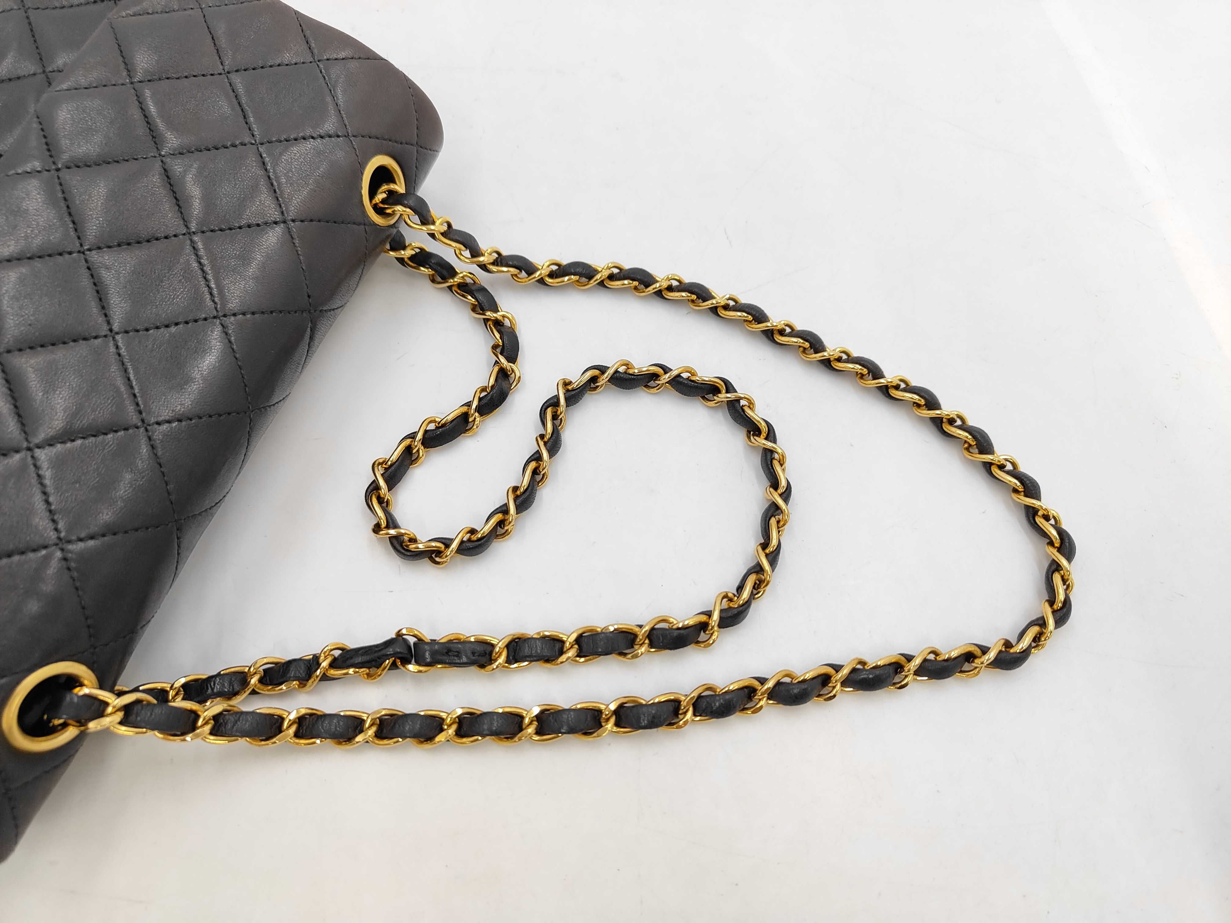 Matelassé 23 Double Flap Double Chain Shoulder Bag, Black Lambskin, Gold Hardware, 3960746 Shoulder Bag — view 5