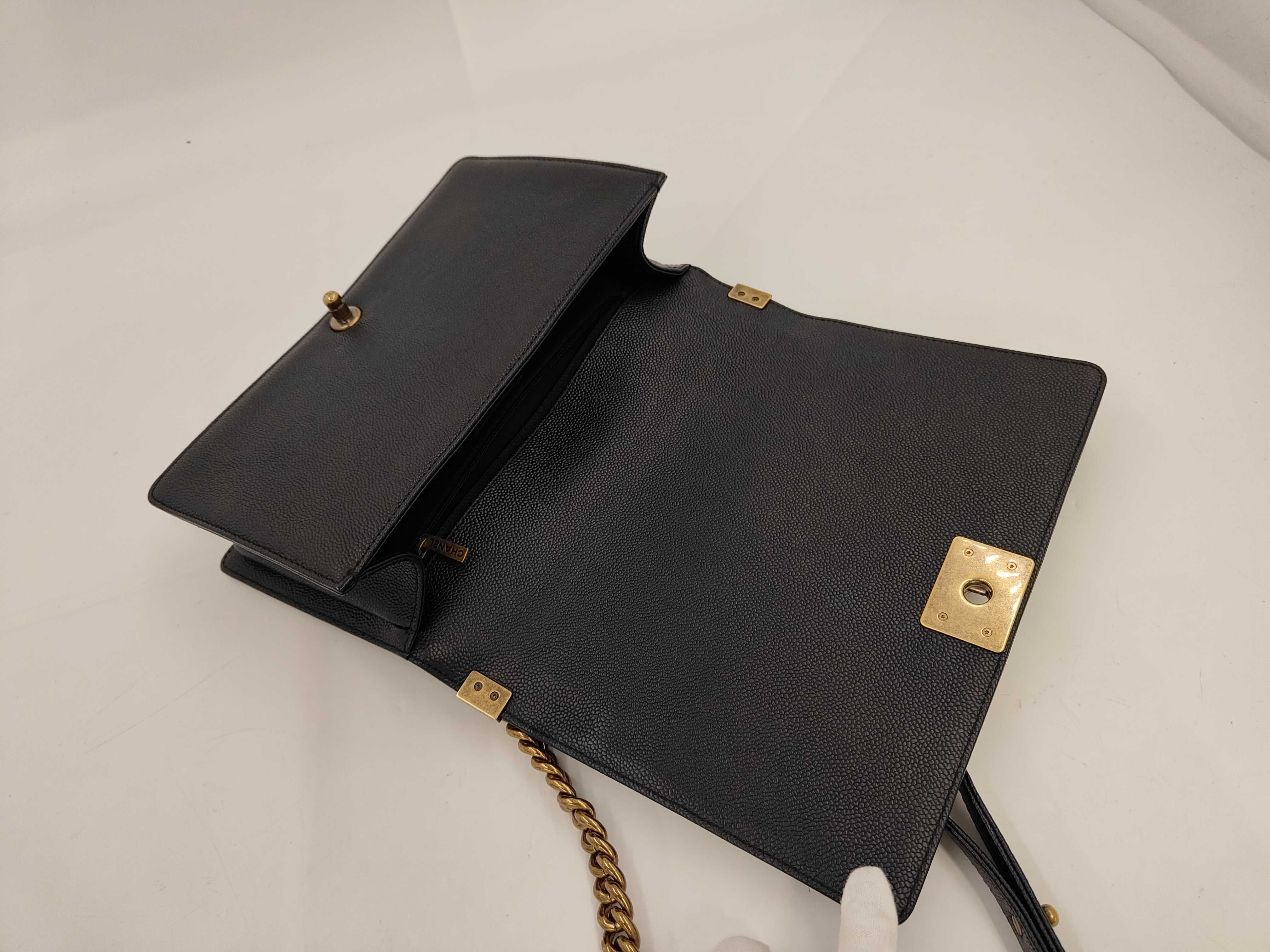 Boy Chanel Caviar Leather Shoulder Bag, Size 28 — view 8
