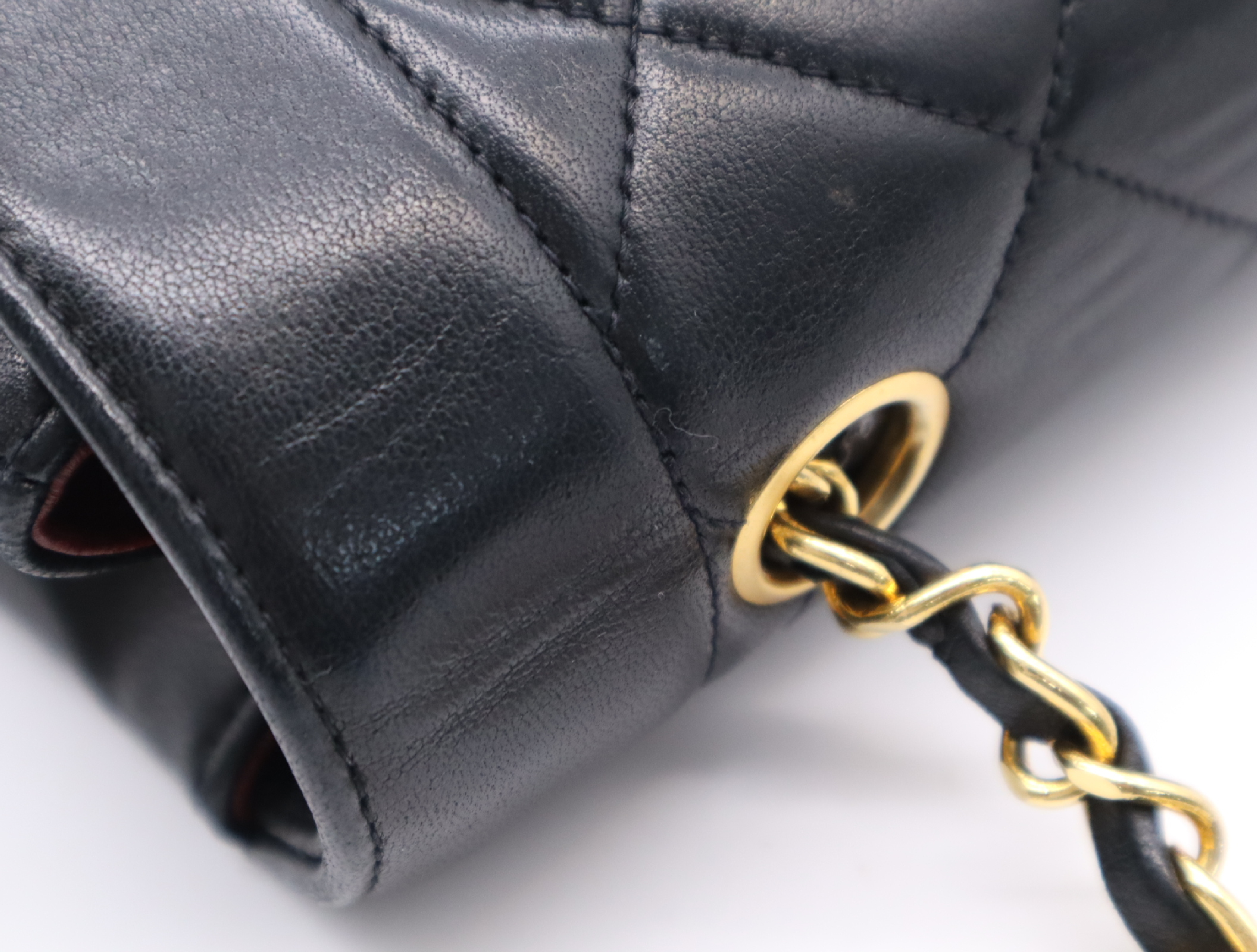Lambskin Matelassé Diana 25 Shoulder Bag with Small Flap and Small Chain, Gold Hardware, Black, with Guarantee Card, Dust Bag, and Seal, 17170266 — view 8