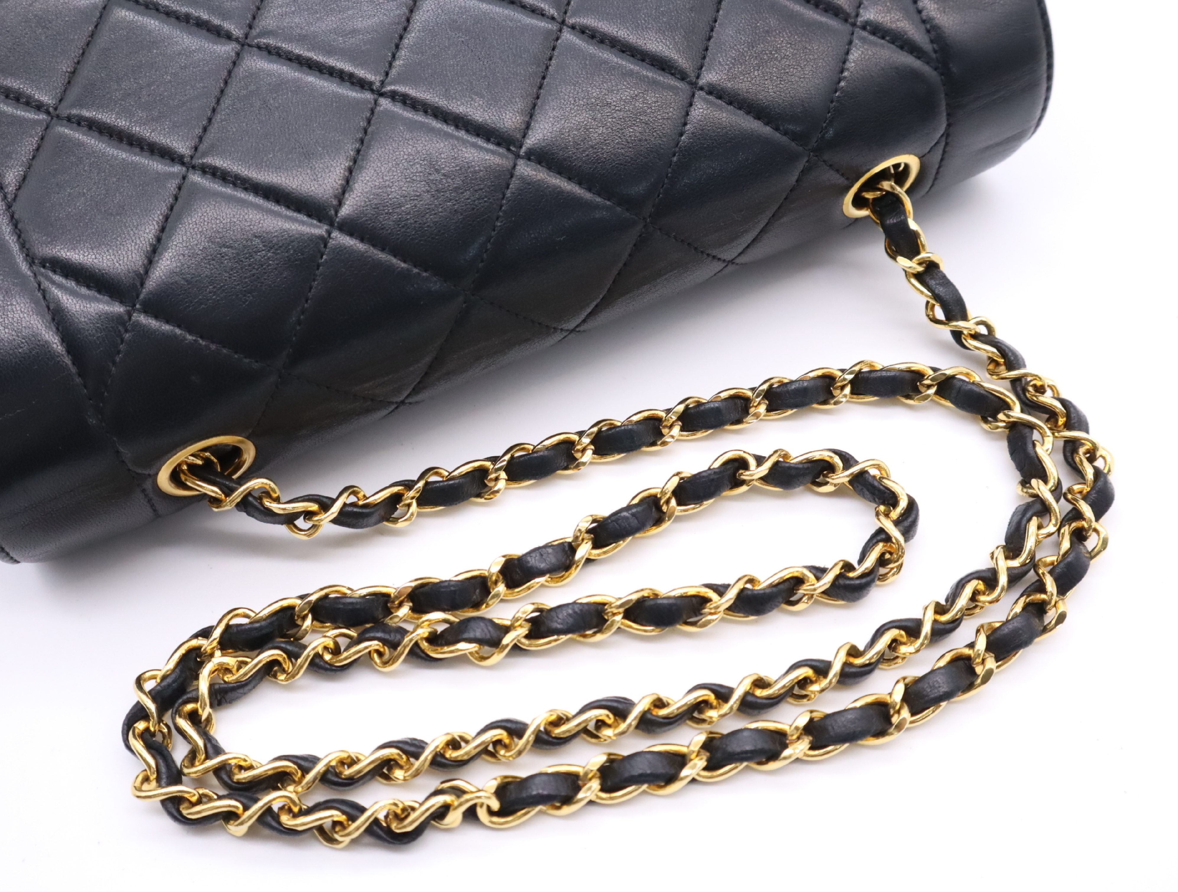 Lambskin Matelassé Diana 25 Shoulder Bag with Small Flap and Small Chain, Gold Hardware, Black, with Guarantee Card, Dust Bag, and Seal, 17170266 — view 10