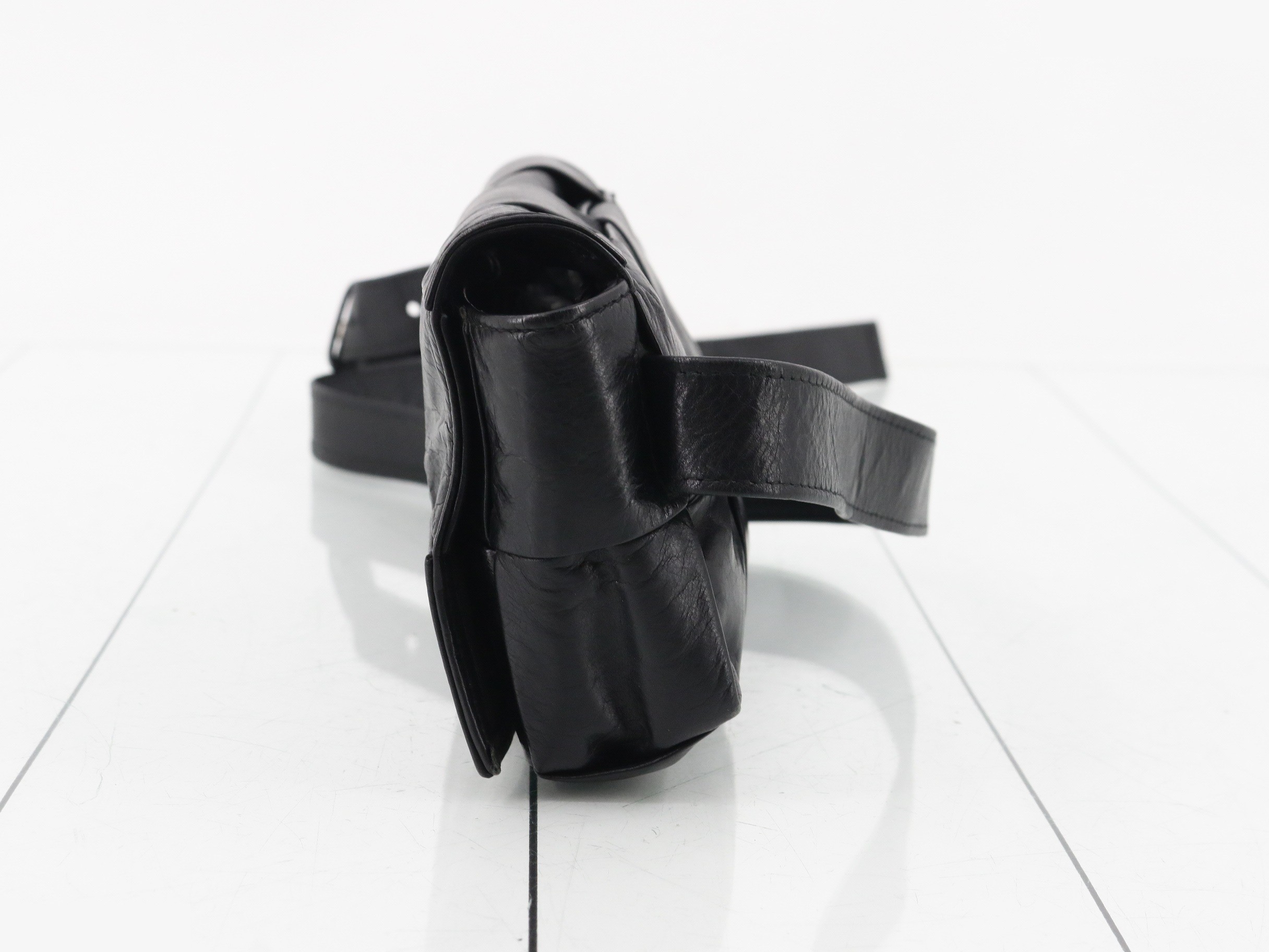 Cassette Leather Shoulder Bag, Black — view 3