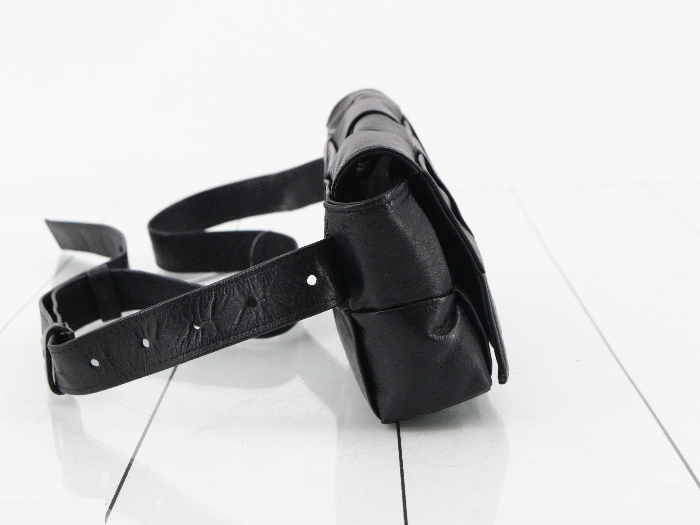 Cassette Leather Shoulder Bag, Black — view 4