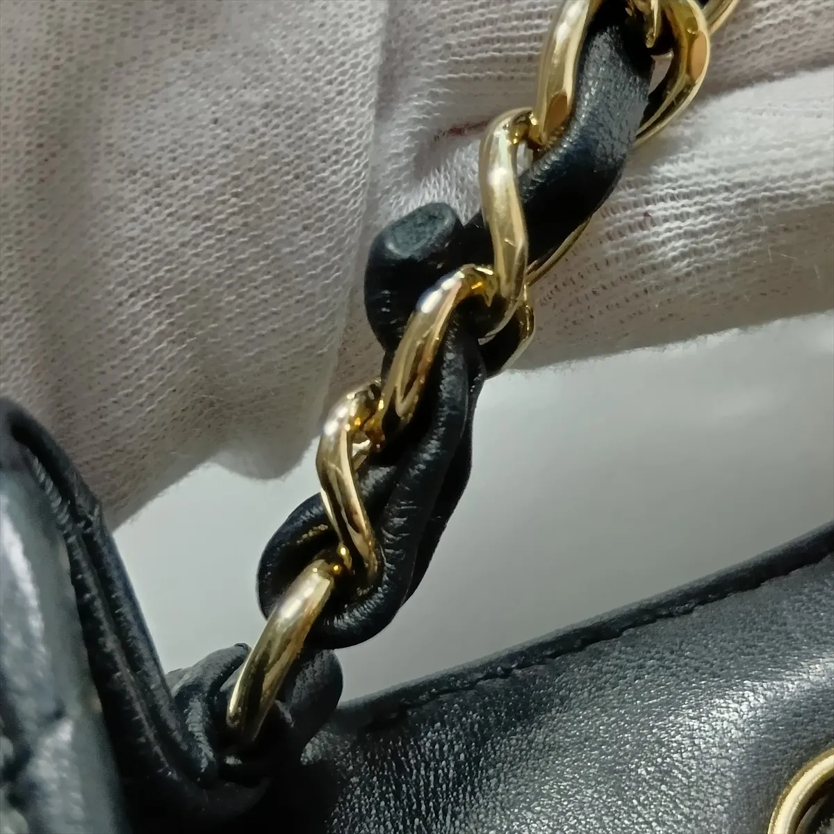 Chevron Lambskin Single Flap Single Chain Bag, V-stitch, Black, Silver Hardware, 24180288, Serial Number 24 — view 12