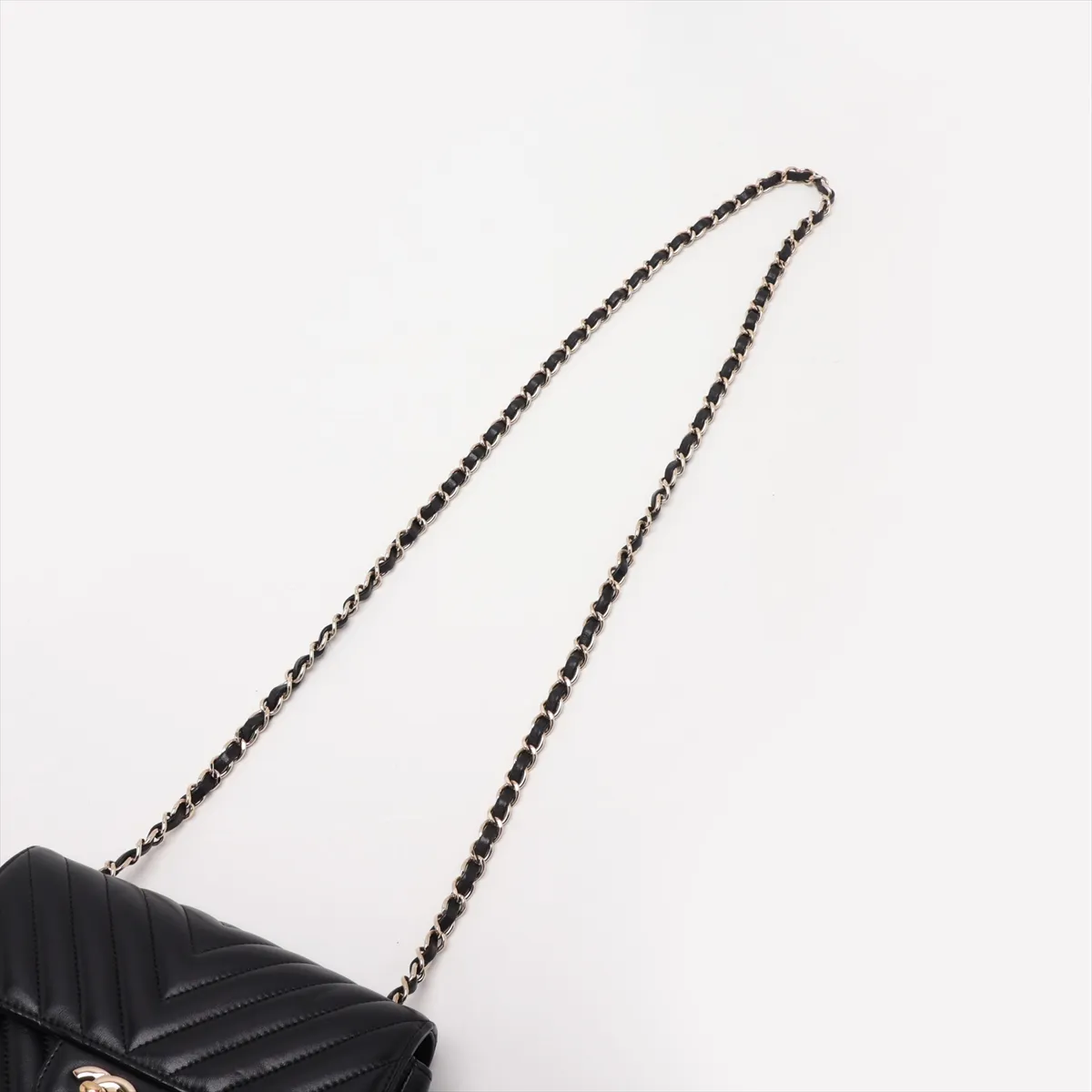 Chevron Lambskin Single Flap Single Chain Bag, V-stitch, Black, Silver Hardware, 24180288, Serial Number 24 — view 5