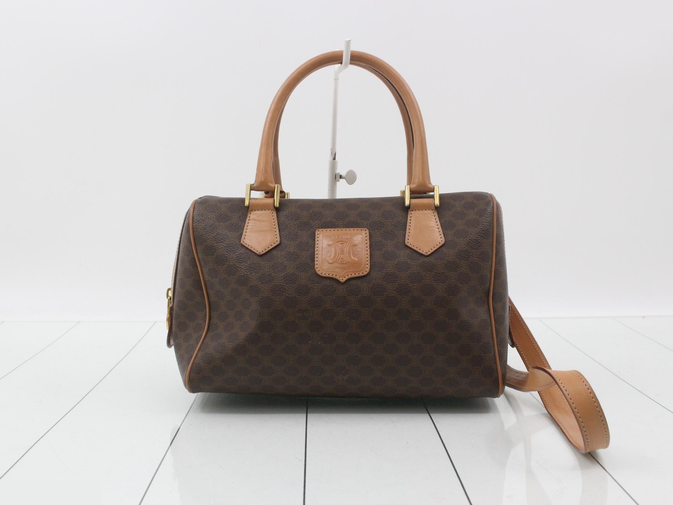 Macadam Crossbody Bag with Strap, 2-Way Style, Brown/Beige, Gold Hardware