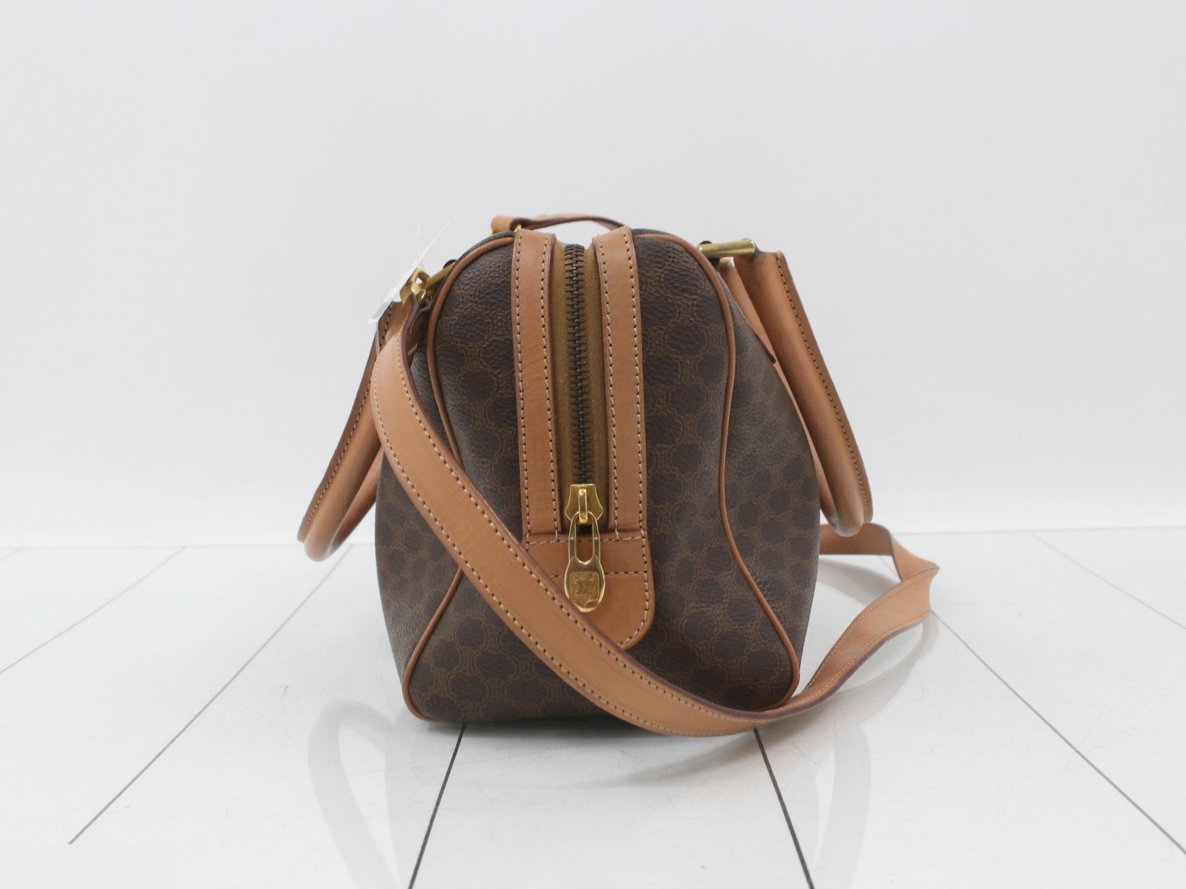 Macadam Crossbody Bag with Strap, 2-Way Style, Brown/Beige, Gold Hardware — view 4