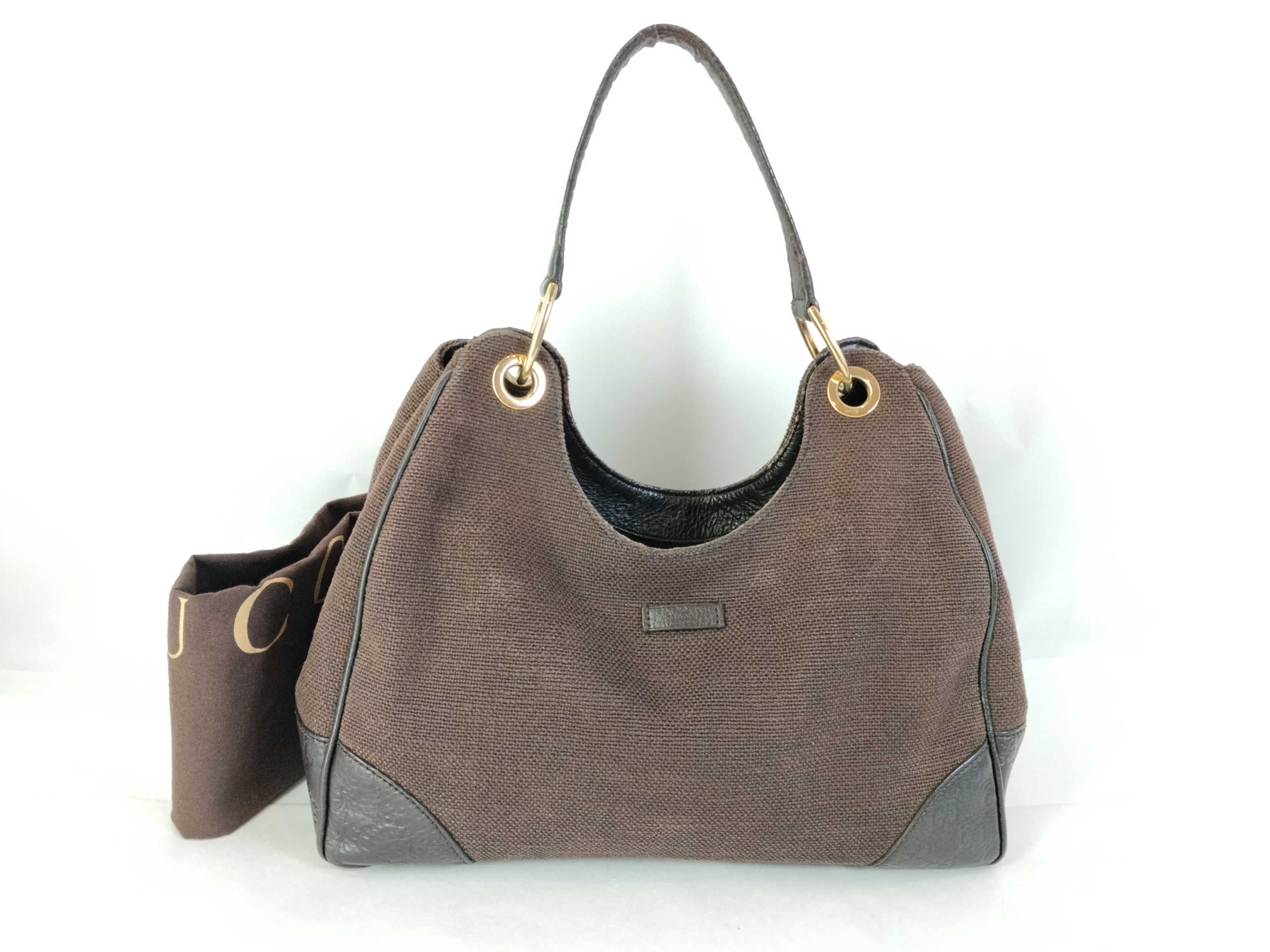 GG Shima Leather Canvas One-Shoulder Bag
