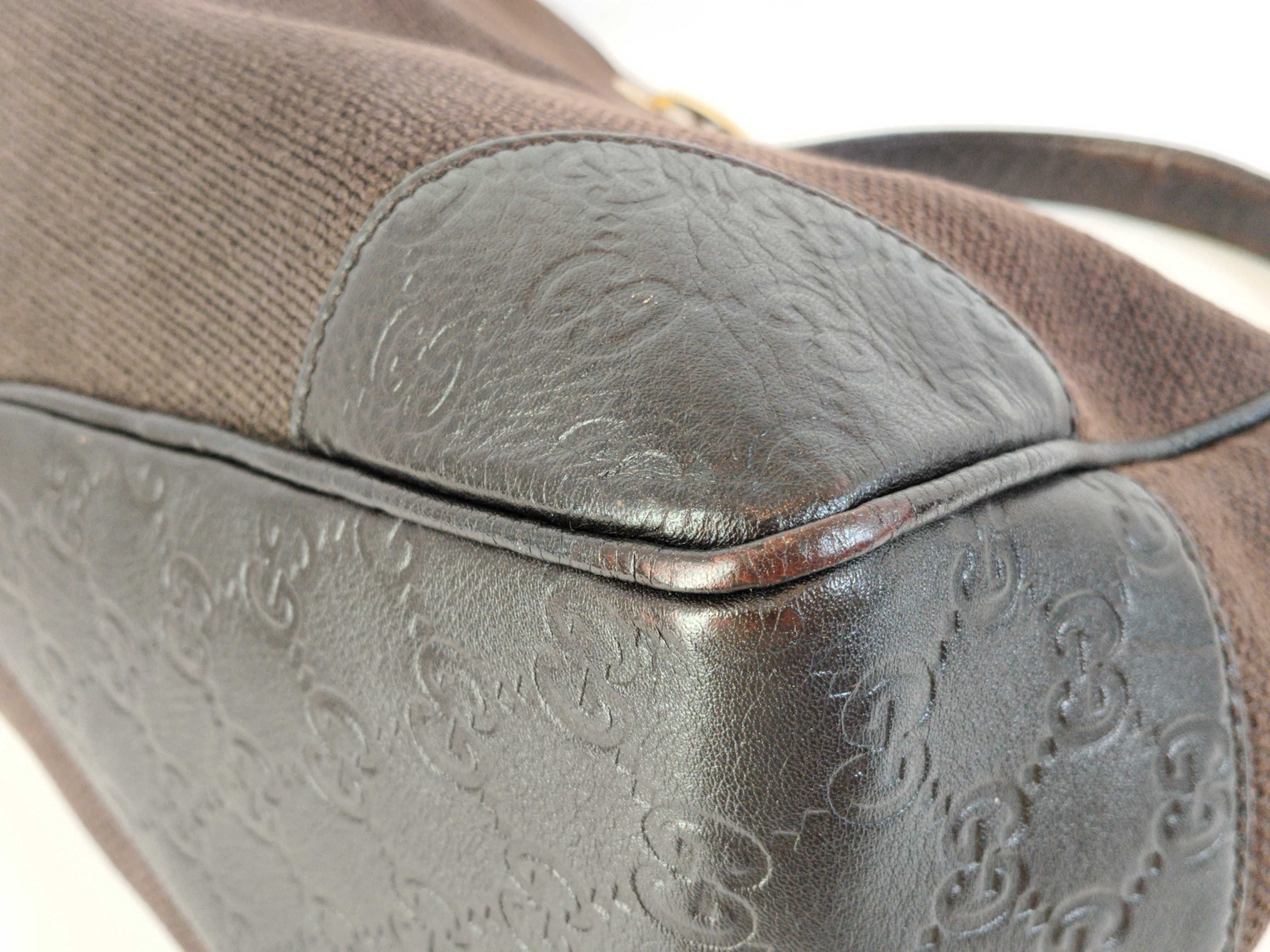 GG Shima Leather Canvas One-Shoulder Bag — view 7