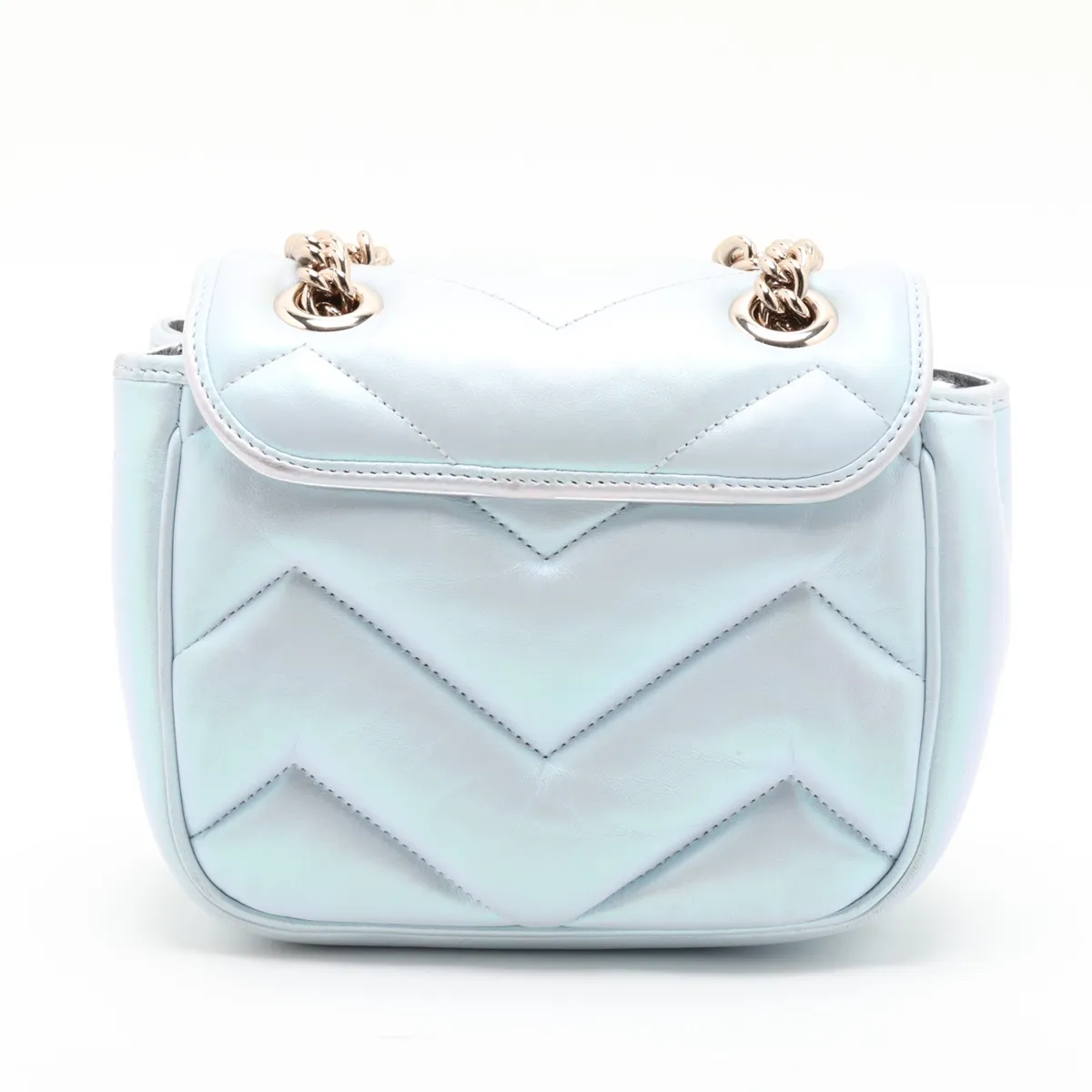 GG Marmont Leather Chain Shoulder Bag, Blue x Aurora, 739682 — view 2