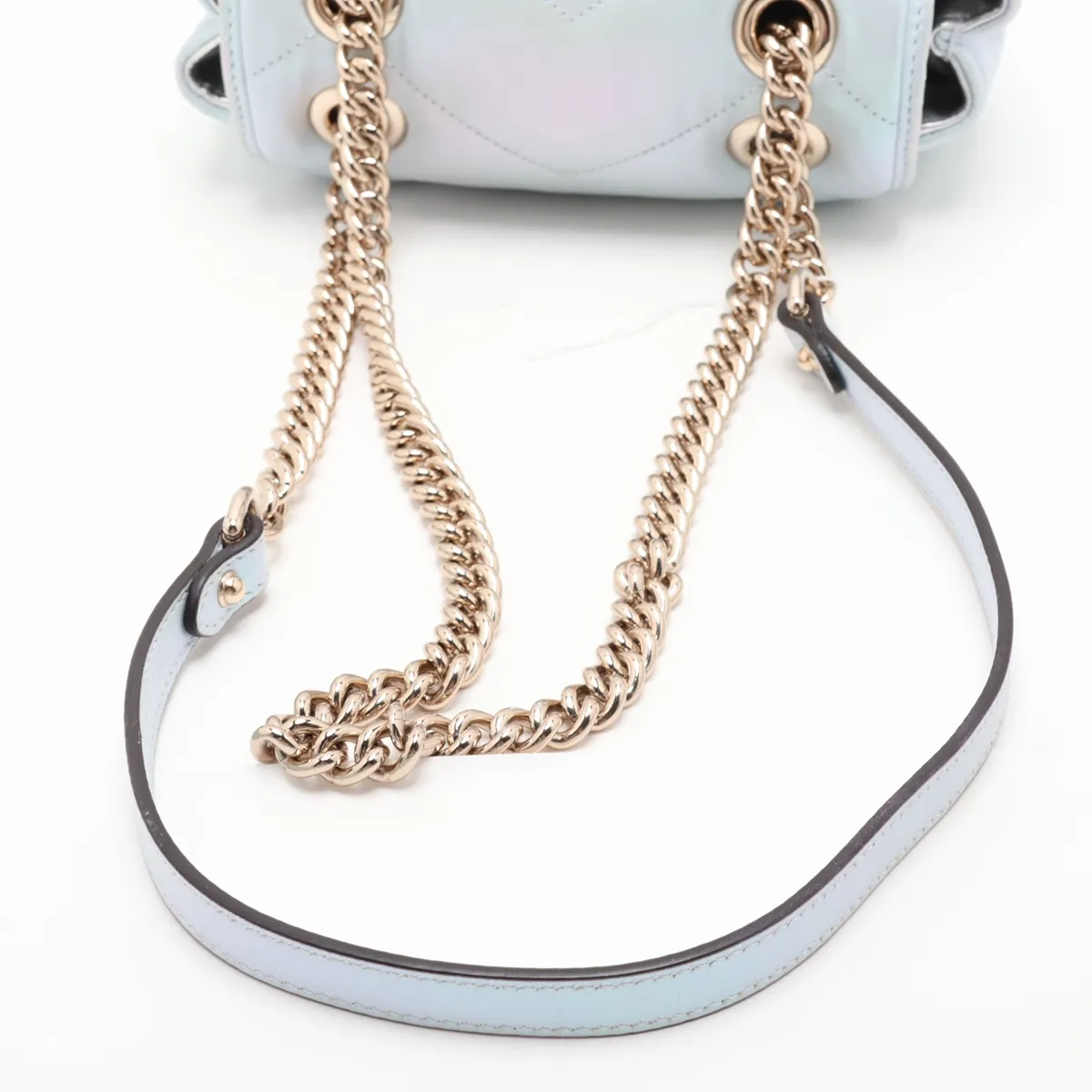 GG Marmont Leather Chain Shoulder Bag, Blue x Aurora, 739682 — view 5