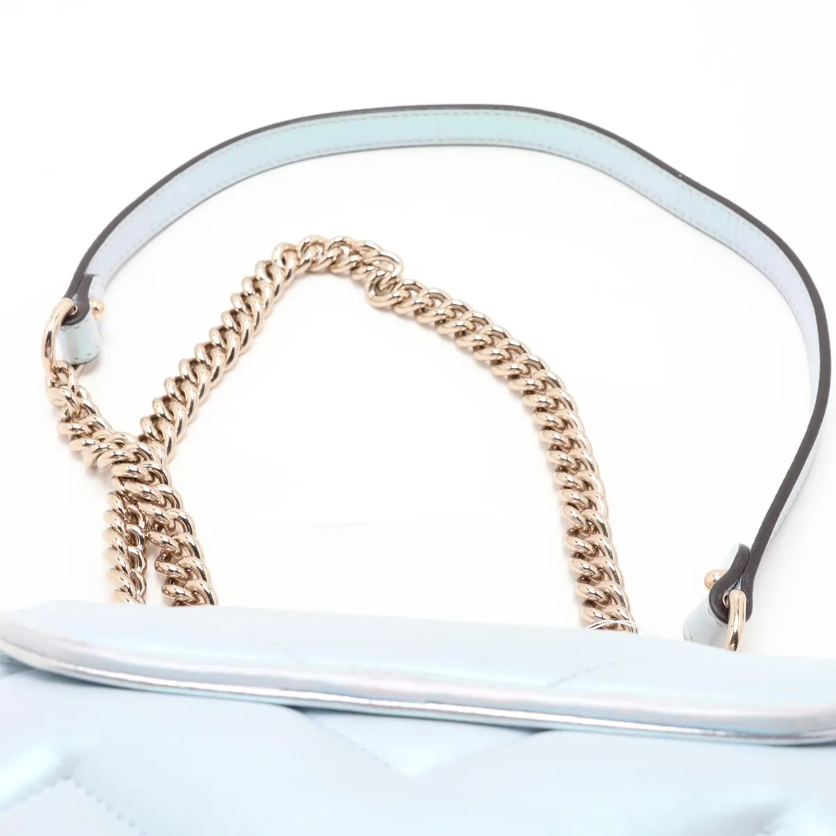 GG Marmont Leather Chain Shoulder Bag, Blue x Aurora, 739682 — view 6