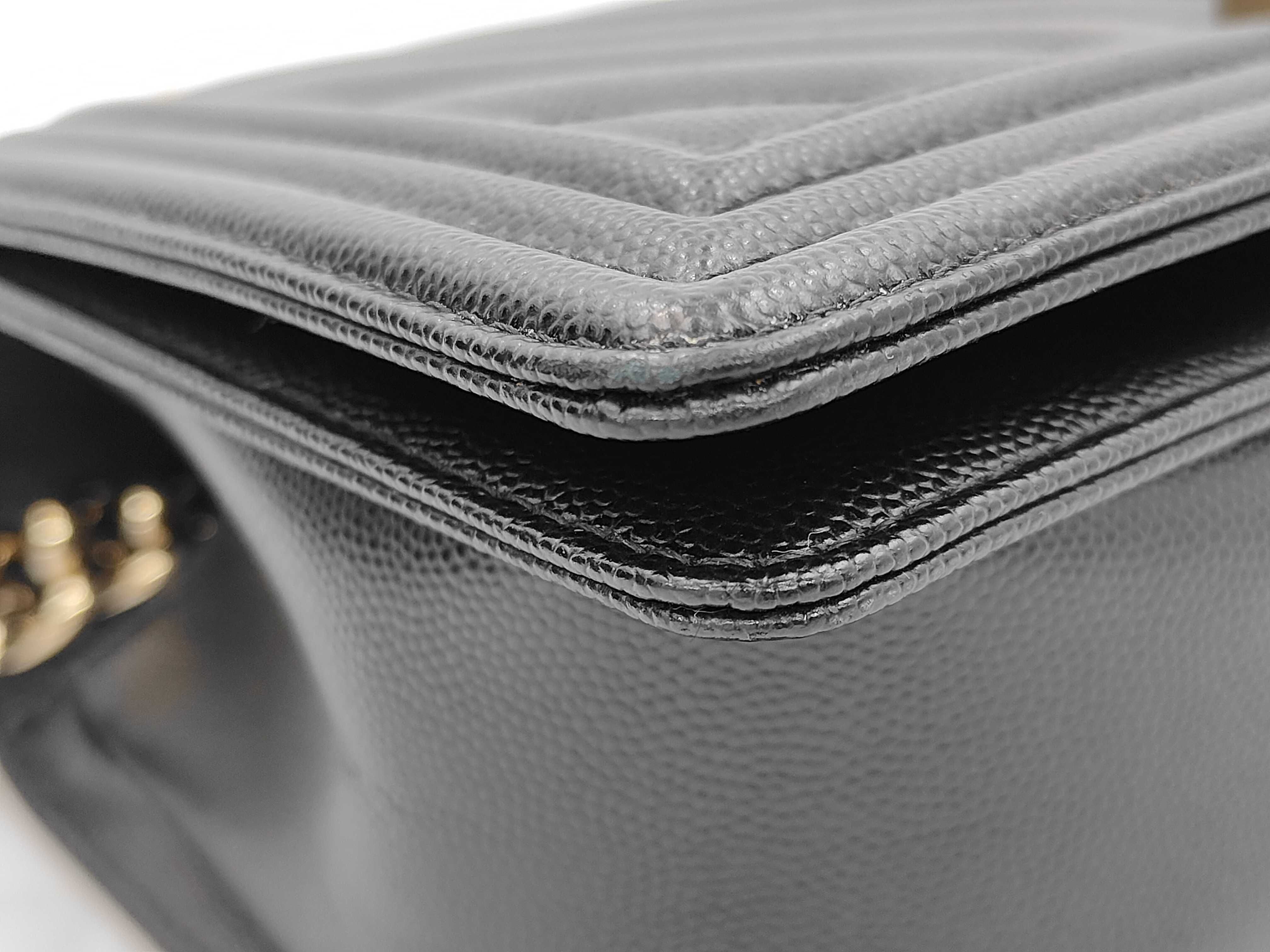 Caviar Skin V-Stitch Boy 25 Chain Shoulder Bag, Black, Serial Number 25 — view 6