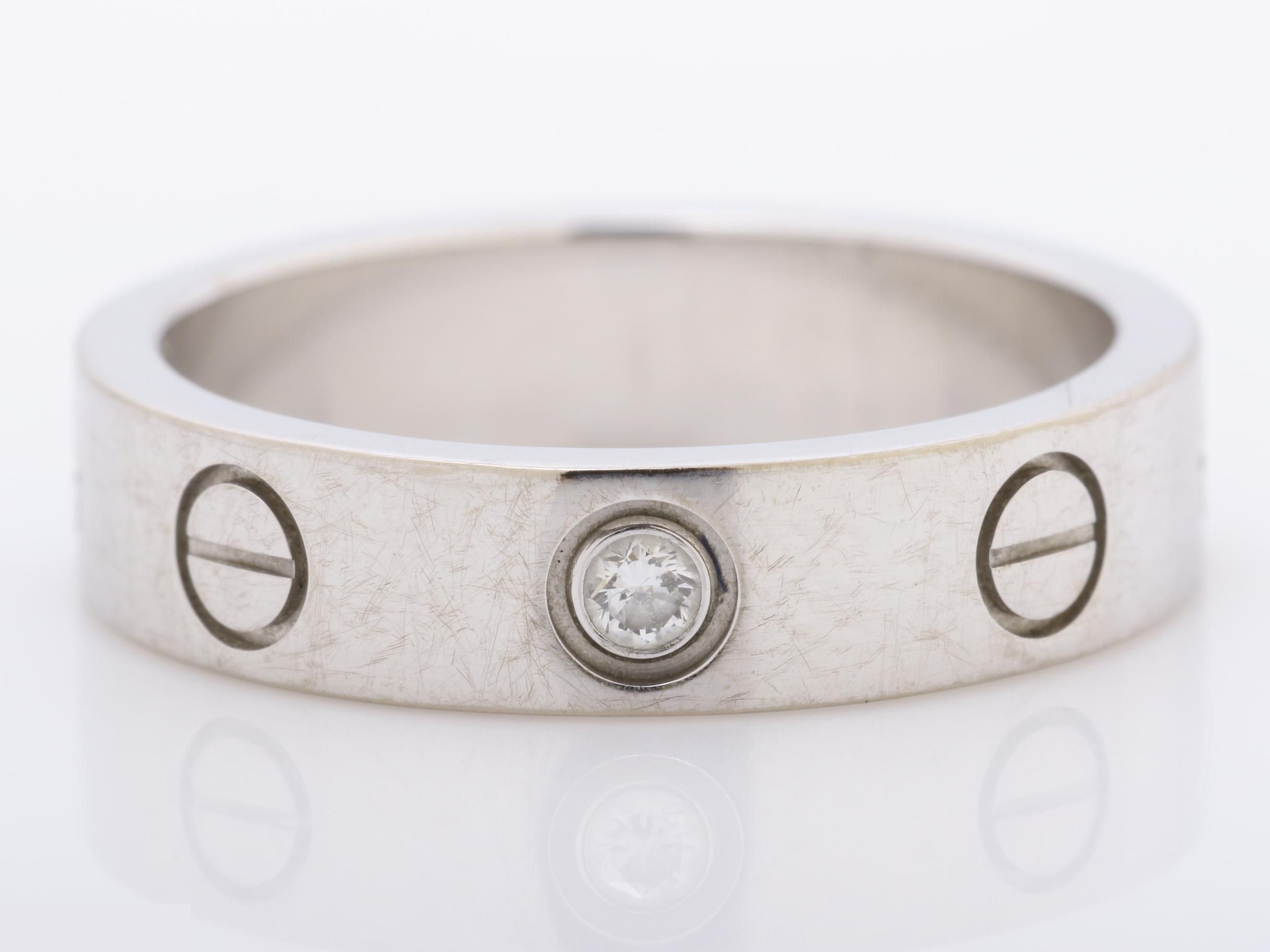 Mini Love Ring, 750WG, Diamond, 4.2g, Size #46 — view 2