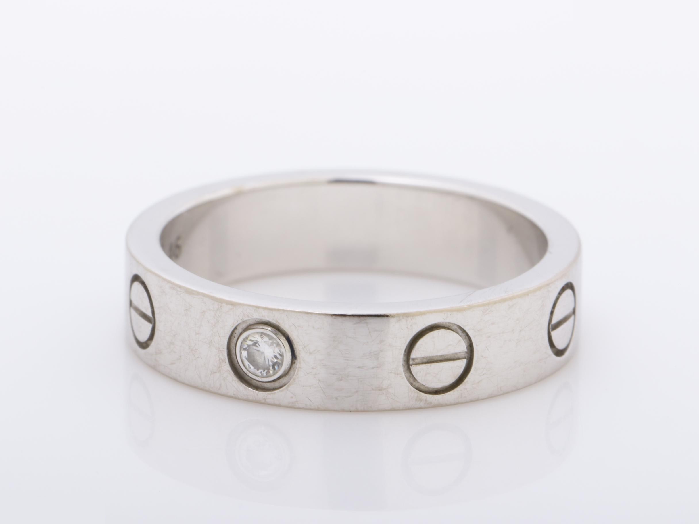 Mini Love Ring, 750WG, Diamond, 4.2g, Size #46 — view 3