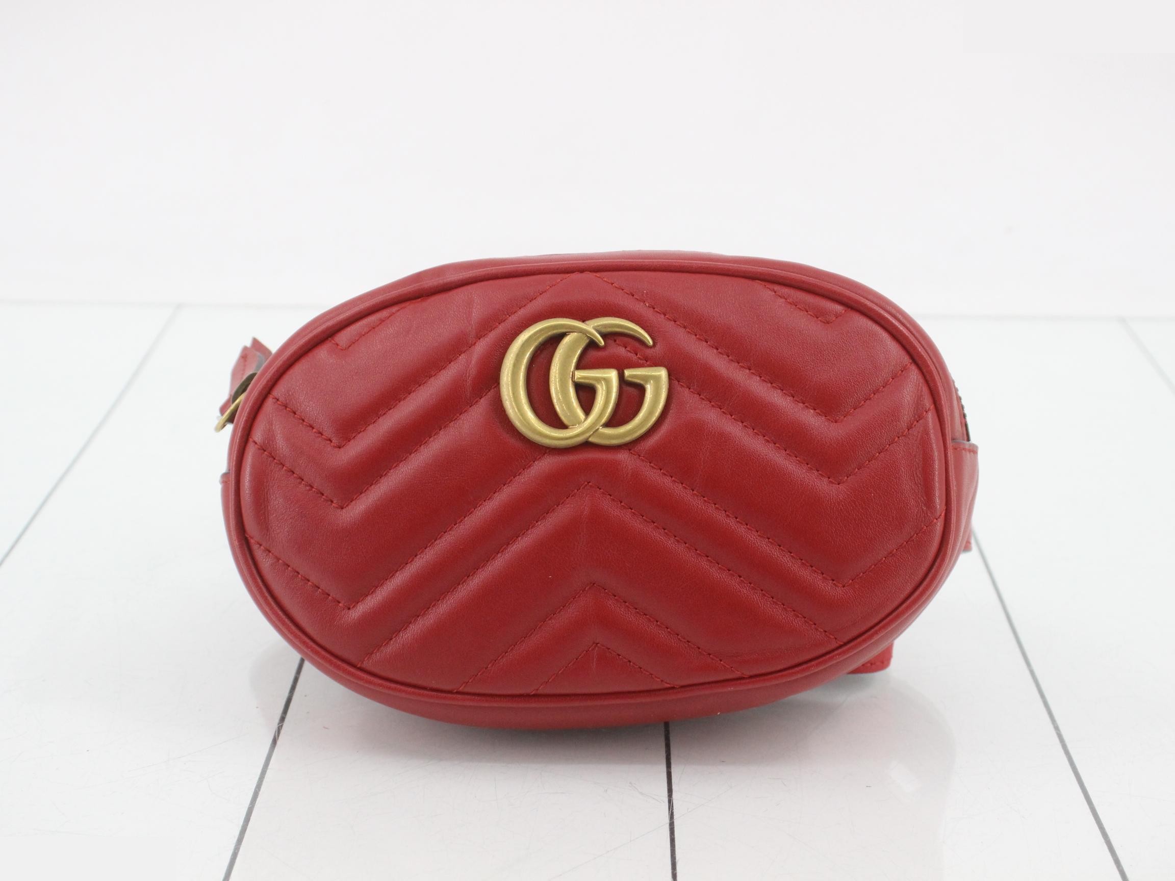 Marmont Leather Red Chain Shoulder Bag