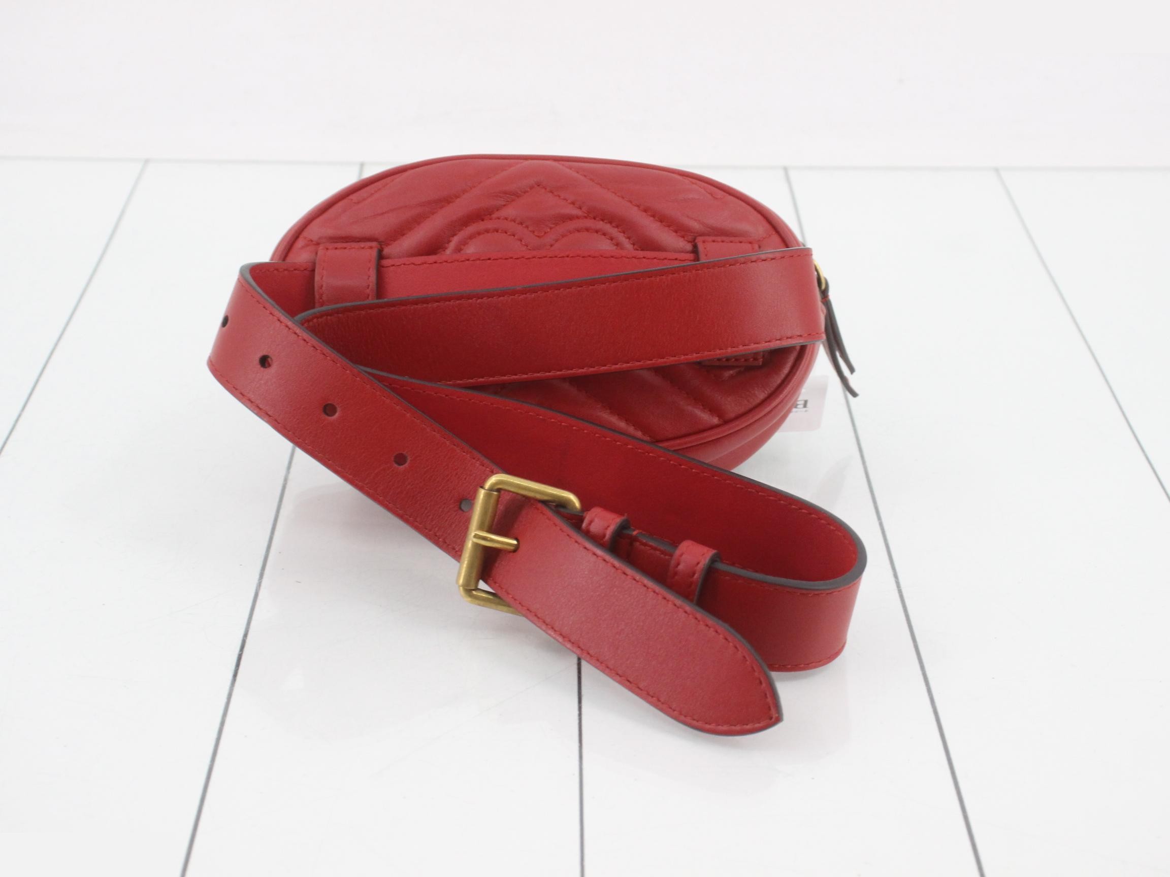 Marmont Leather Red Chain Shoulder Bag — view 2