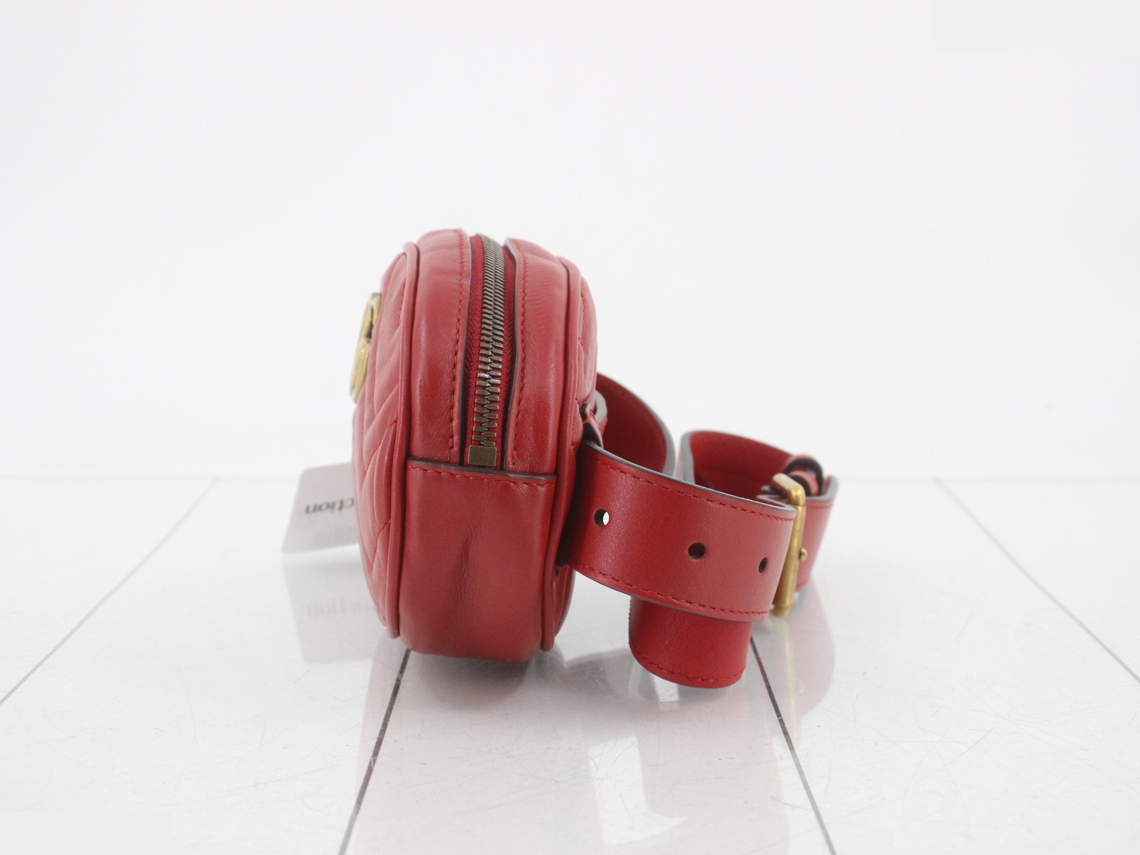 Marmont Leather Red Chain Shoulder Bag — view 3