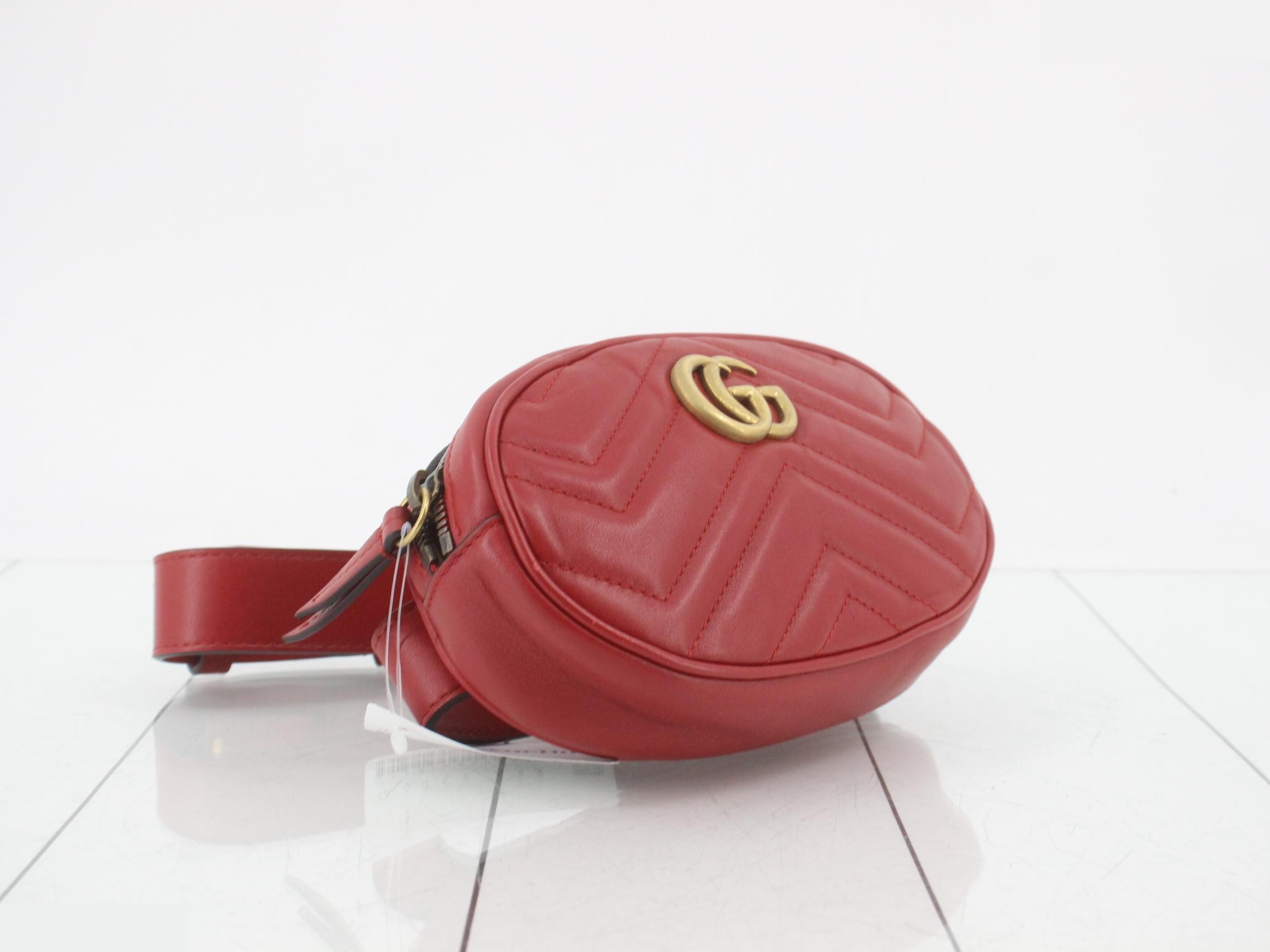 Marmont Leather Red Chain Shoulder Bag — view 5