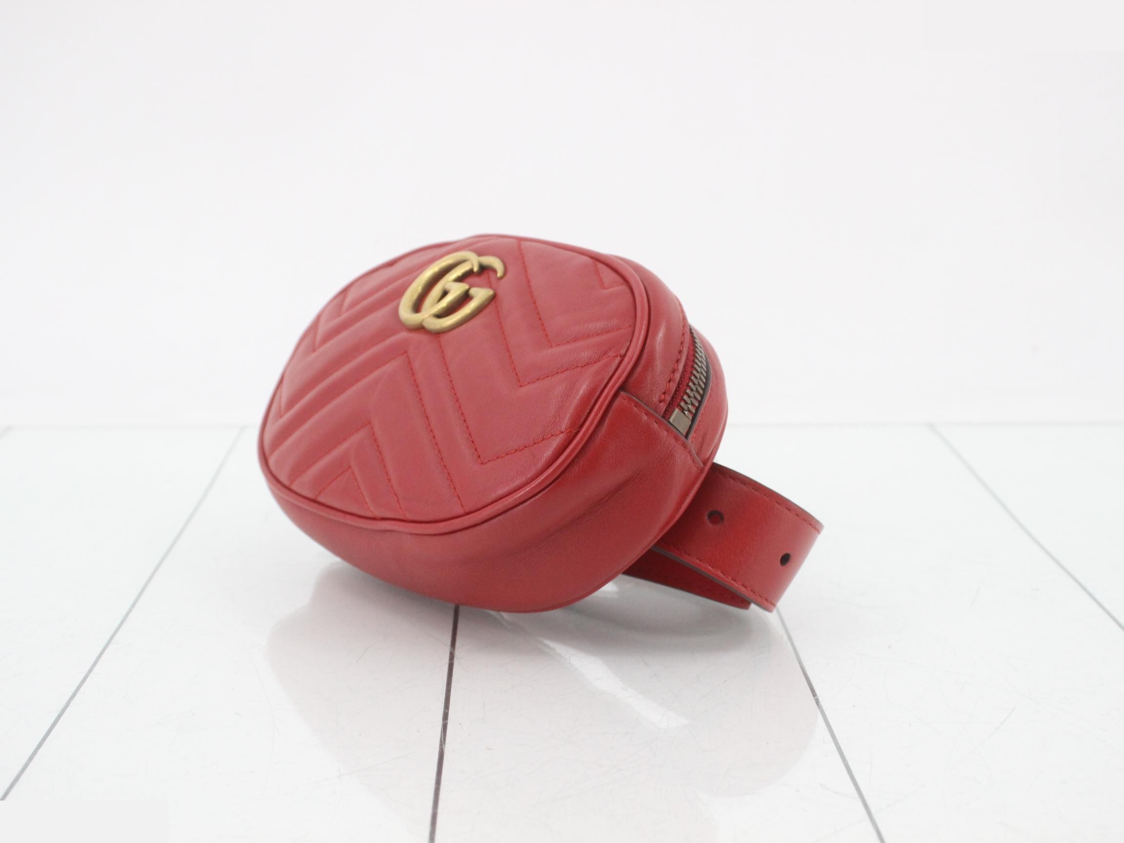 Marmont Leather Red Chain Shoulder Bag — view 6