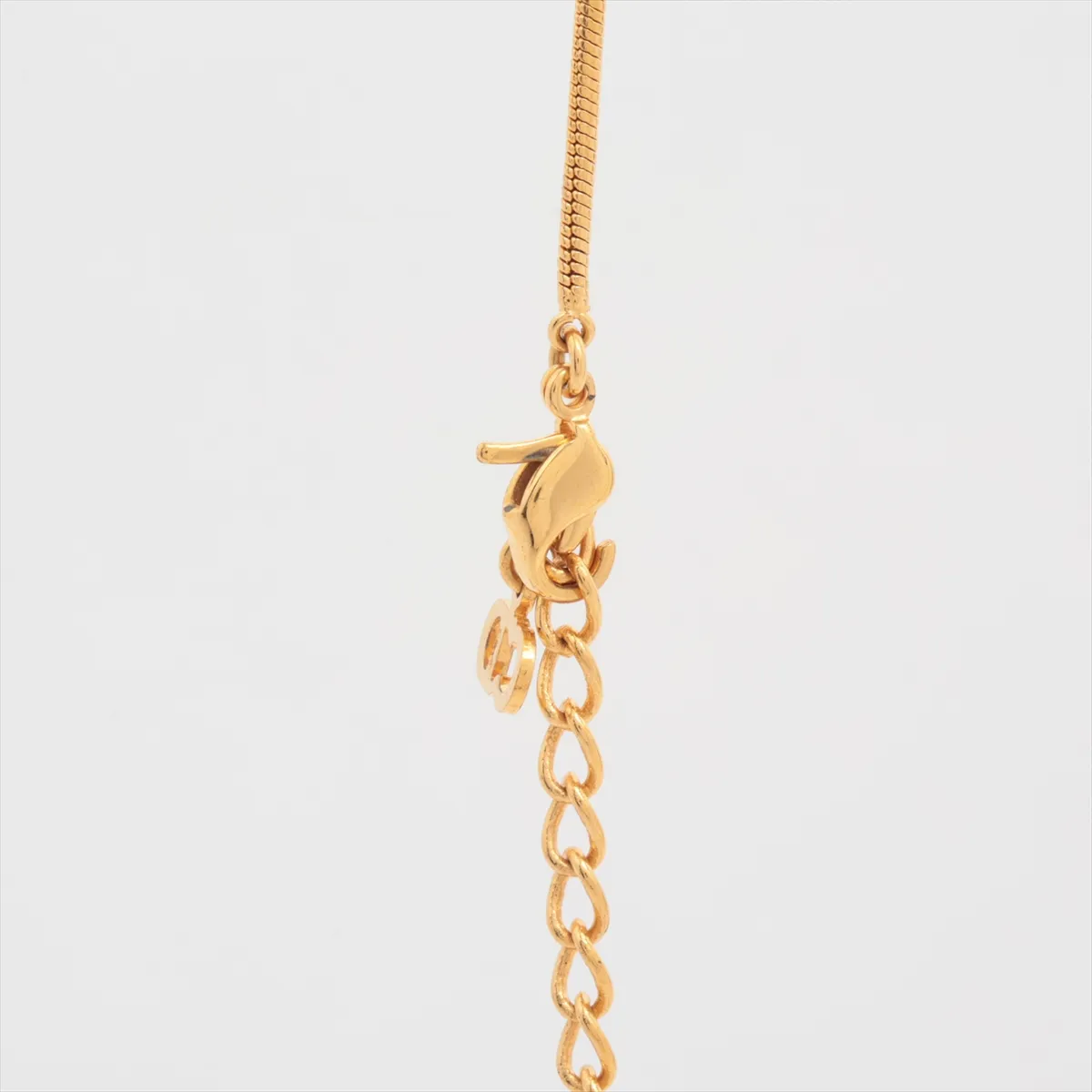 logo necklace, gold plated with rhinestones. Shows signs of wear, — view 3