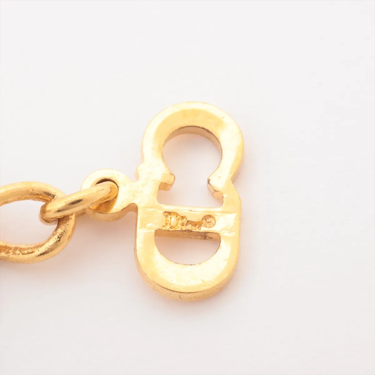 logo necklace, gold plated with rhinestones. Shows signs of wear, — view 4