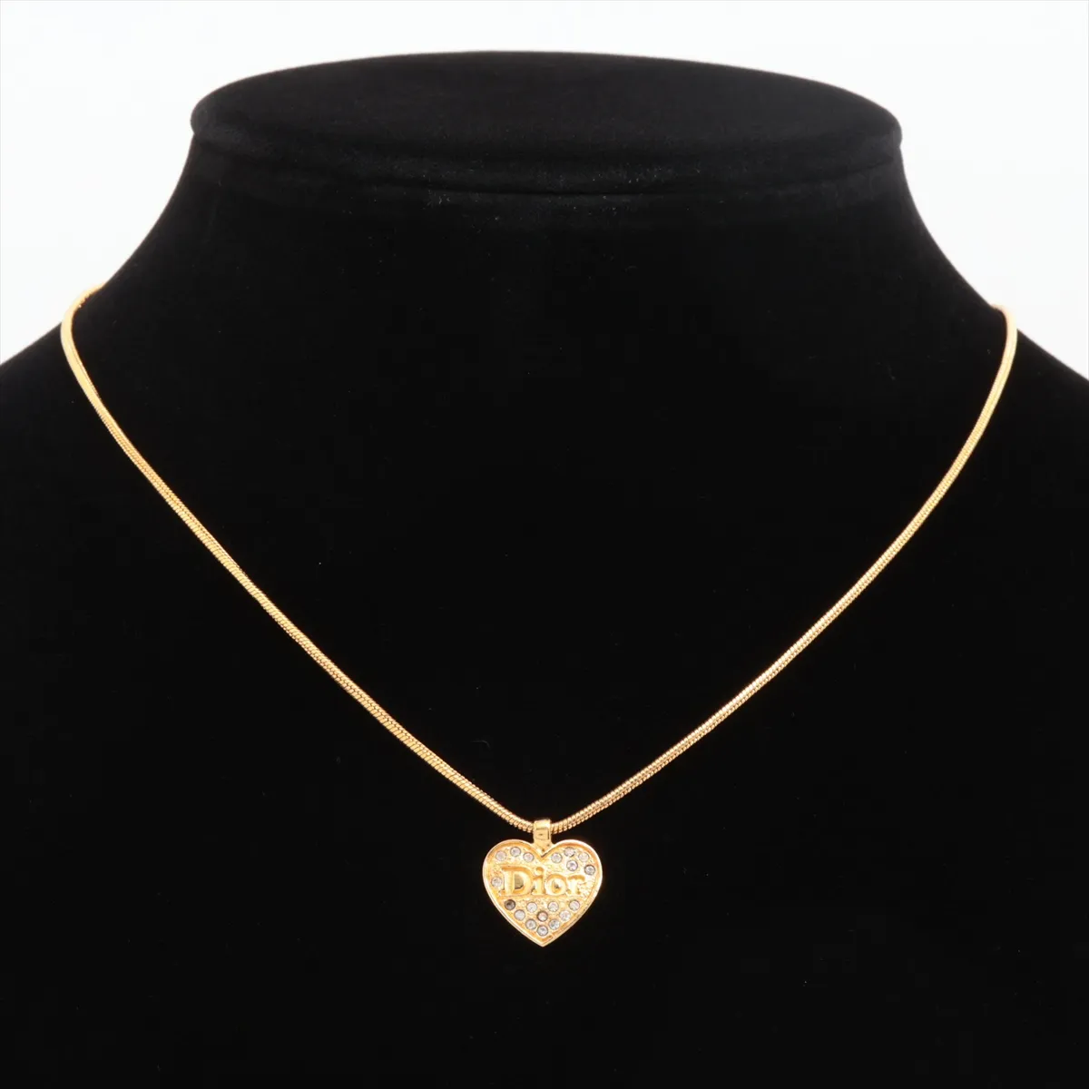logo necklace, gold plated with rhinestones. Shows signs of wear, — view 5