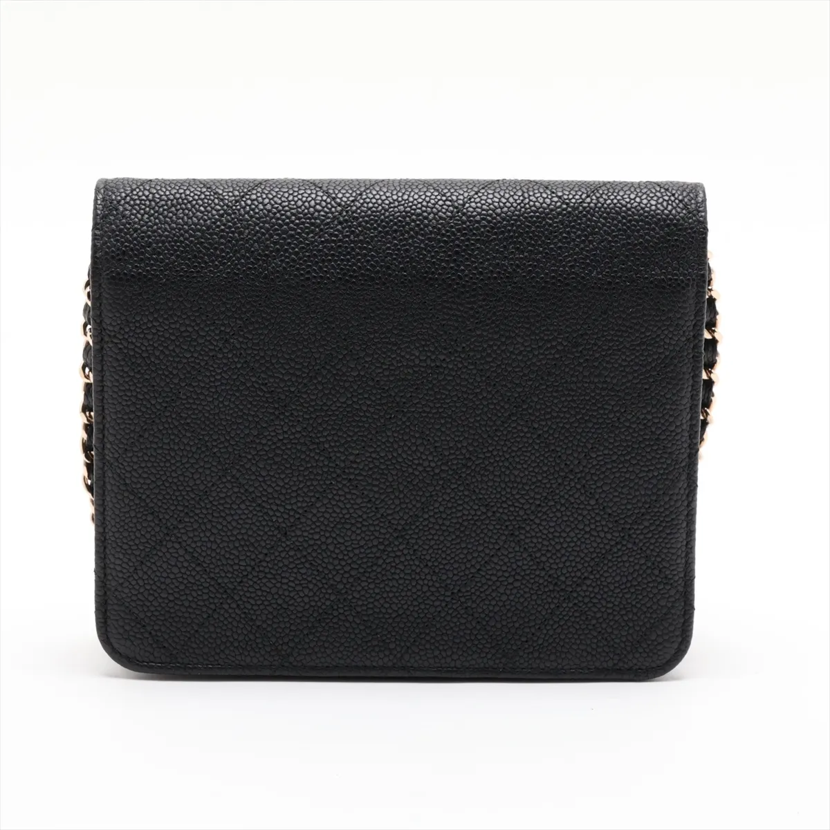Half Coco Mark Caviar Skin Chain Shoulder Bag, Black with Gold Hardware, 25115676, Serial Number 25 — view 2