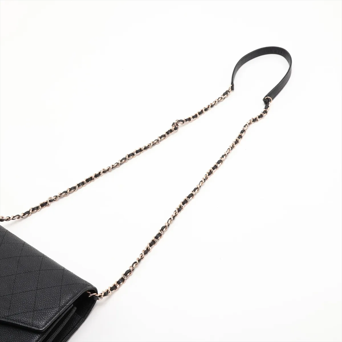 Half Coco Mark Caviar Skin Chain Shoulder Bag, Black with Gold Hardware, 25115676, Serial Number 25 — view 5