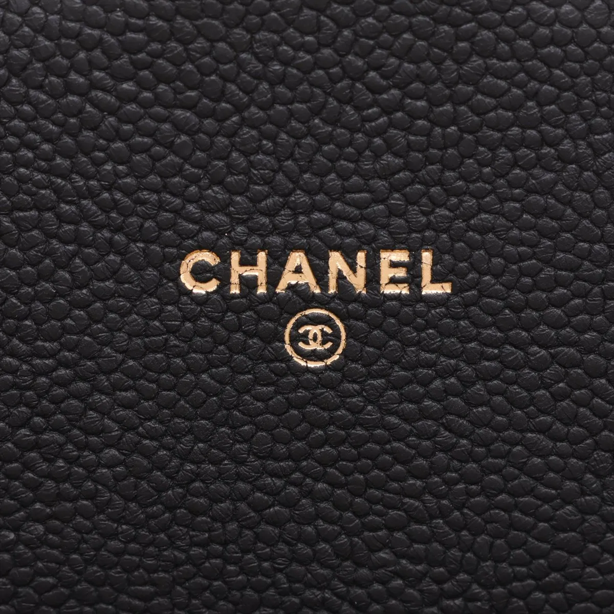 Half Coco Mark Caviar Skin Chain Shoulder Bag, Black with Gold Hardware, 25115676, Serial Number 25 — view 9