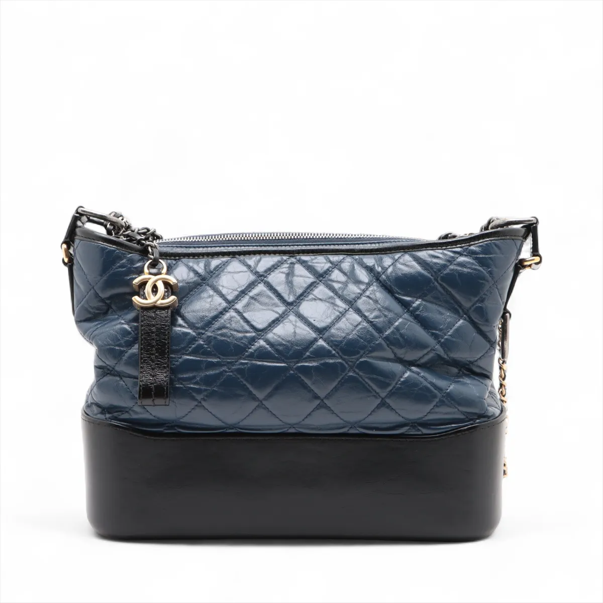 Gabriel de Chanel Vintage Calf Chain Shoulder Bag Navy x Black Gold x Silver Hardware No. 24 — view 2