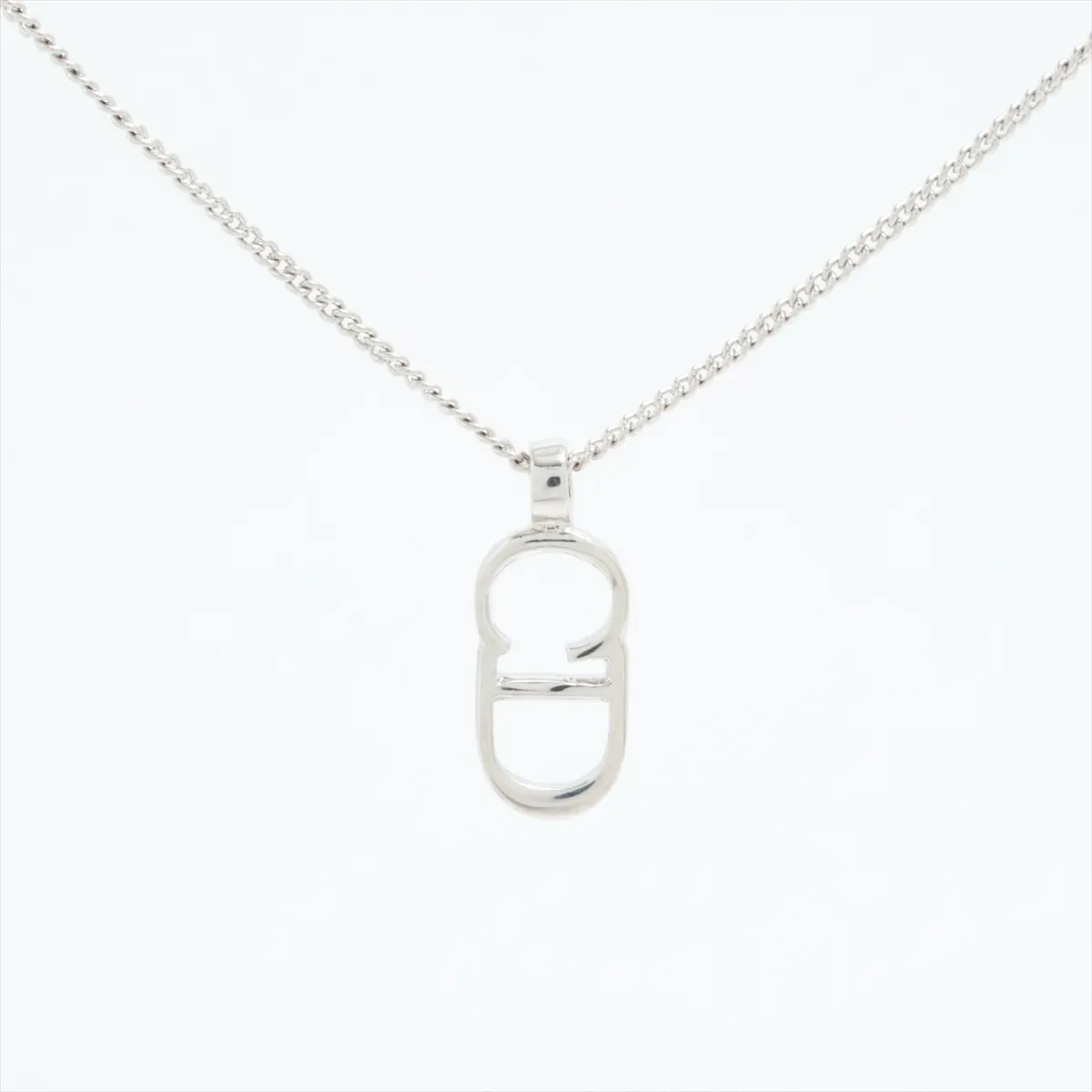 CD logo necklace, metal, silver. Shows signs of wear, — view 2