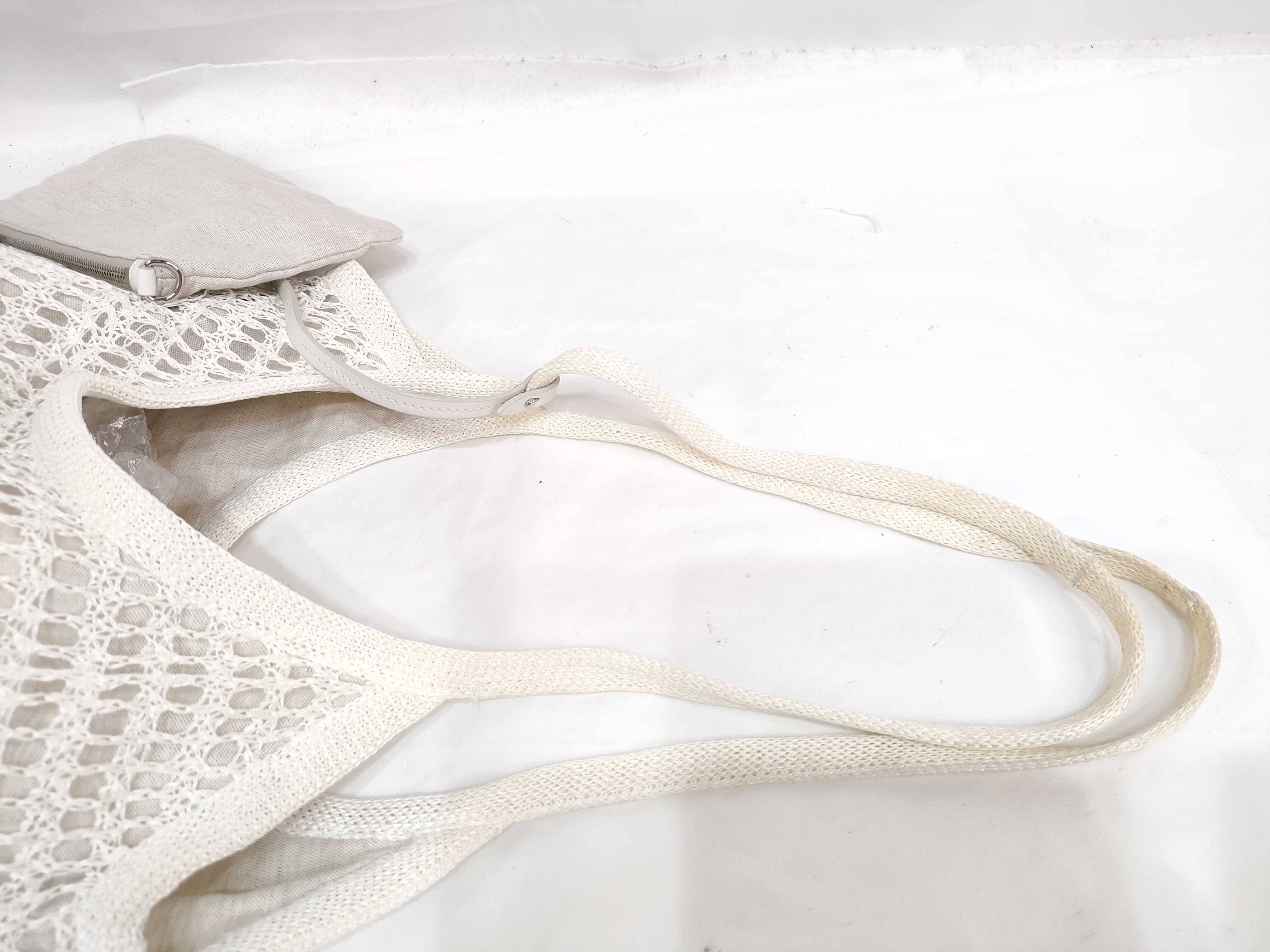 Ivy Raffia x Linen Tote Bag White 5BG231 Handbag — view 3
