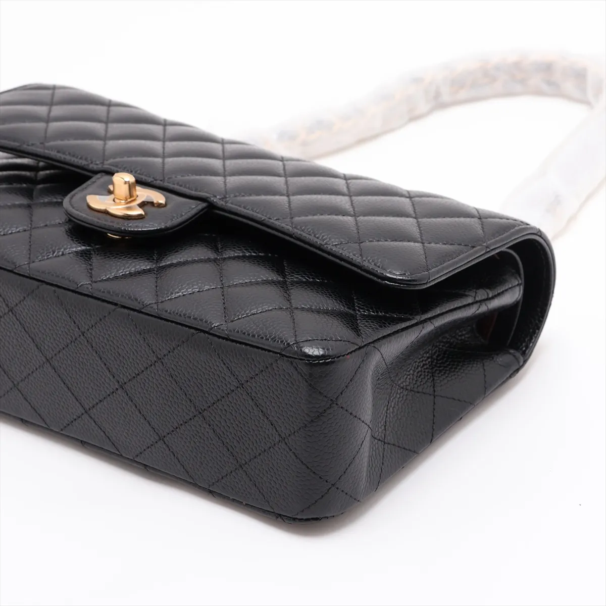 [Individually packaged] Chanel Matelassé 25 Caviar Skin Double Flap Double Chain Bag, Black with Gold Hardware, 30351939, Serial Number in the 30s, A01112 — view 3