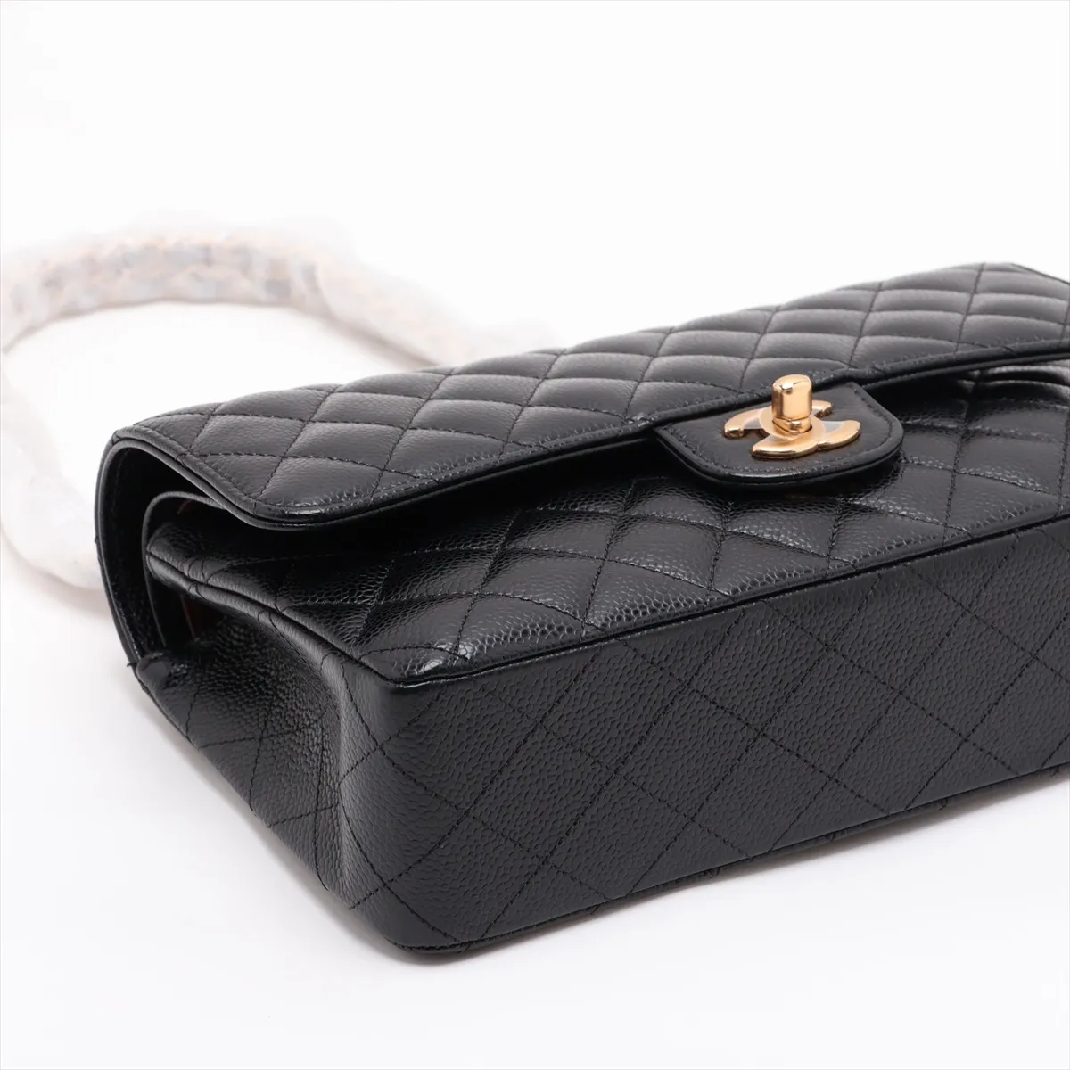[Individually packaged] Chanel Matelassé 25 Caviar Skin Double Flap Double Chain Bag, Black with Gold Hardware, 30351939, Serial Number in the 30s, A01112 — view 4