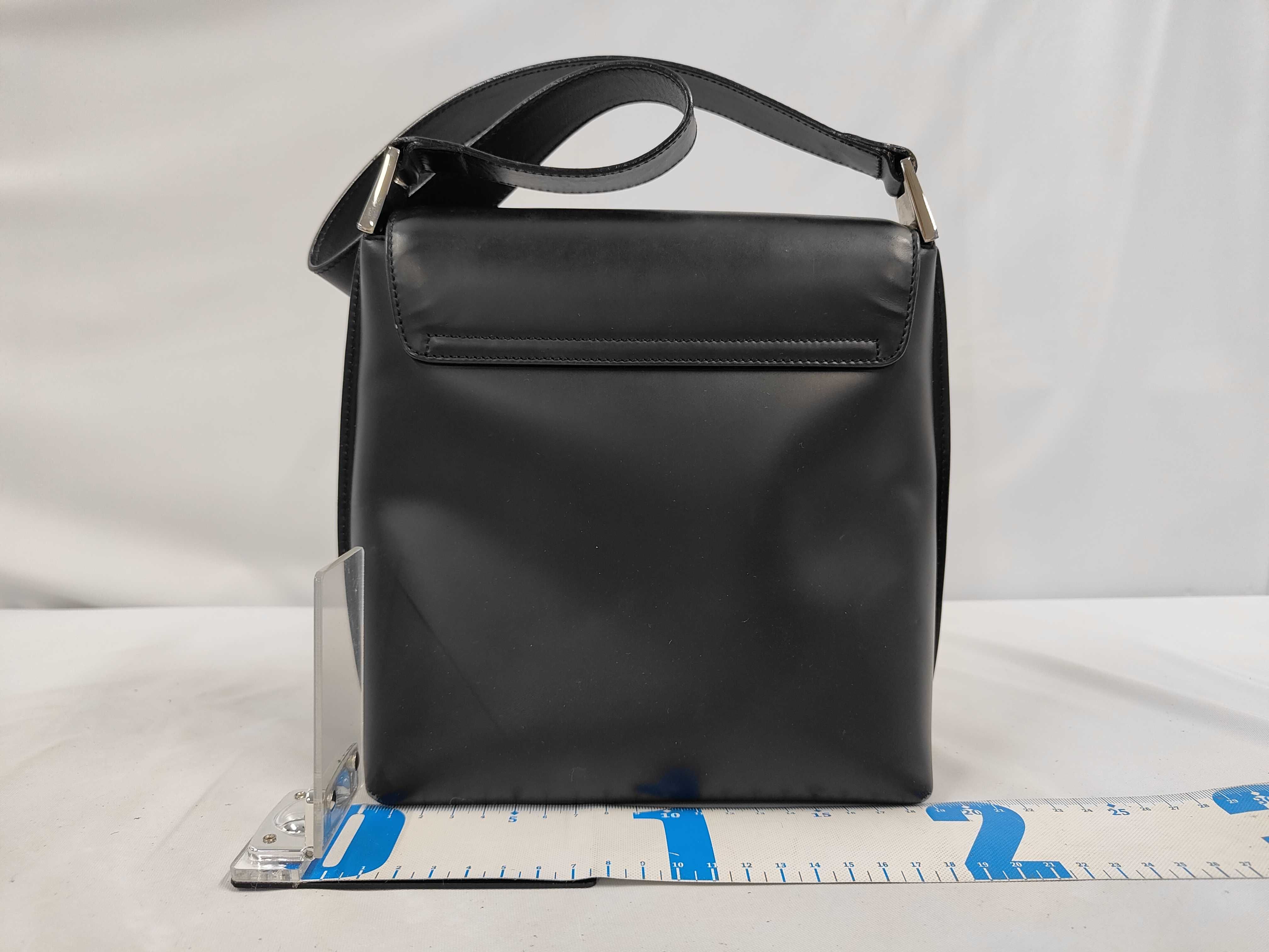 001.3444.3016 Leather Shoulder Bag, Black, Silver Hardware — view 2
