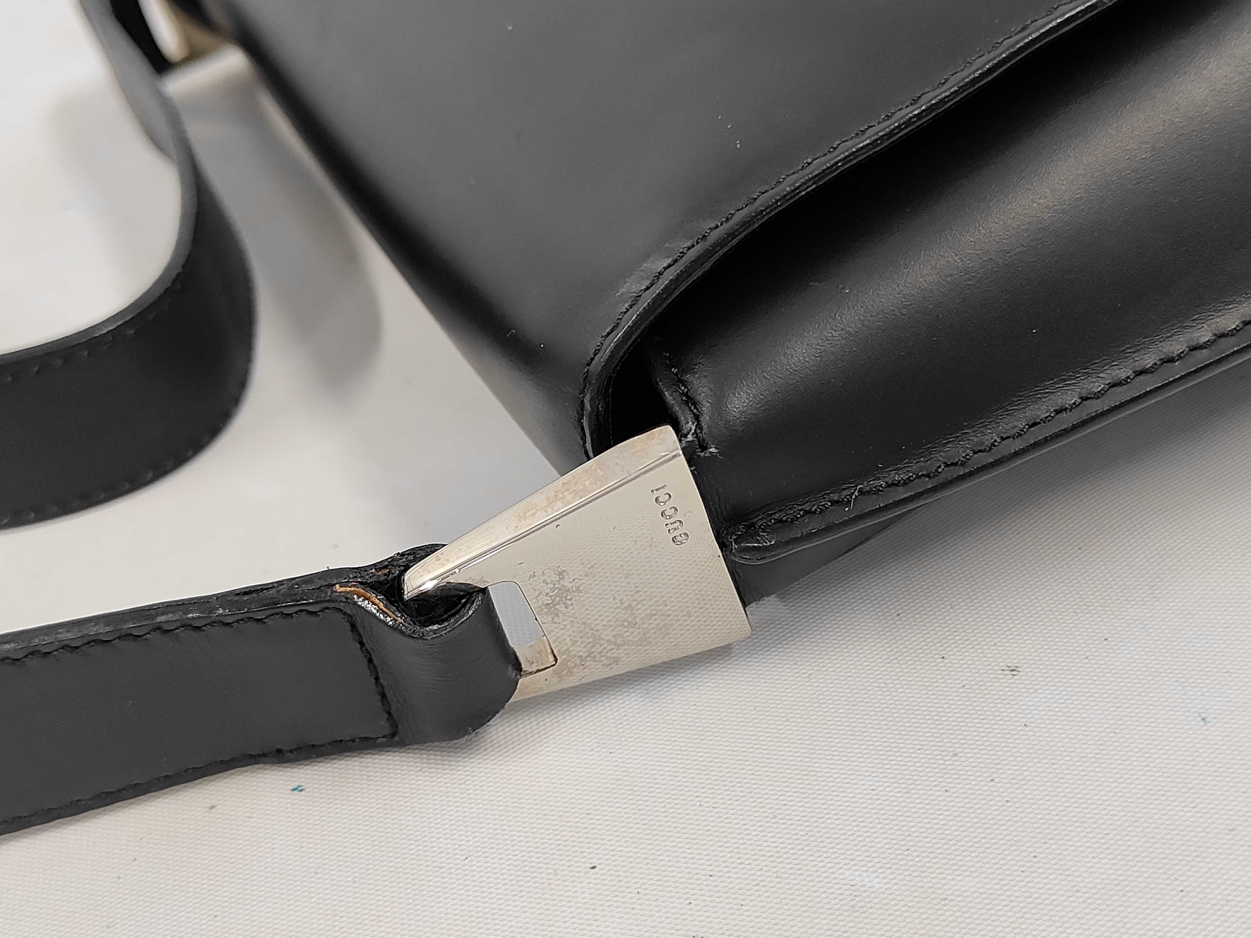 001.3444.3016 Leather Shoulder Bag, Black, Silver Hardware — view 6